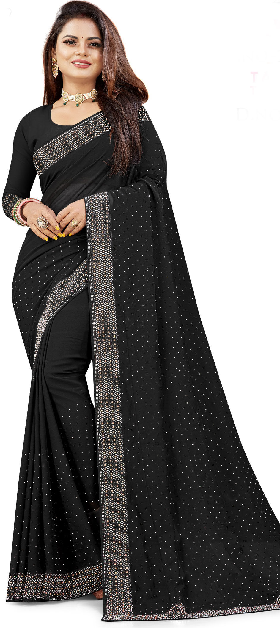 Buy Ruhabs Women Black Solid/Plain Georgette Saree Online at Best Prices in  India - JioMart.