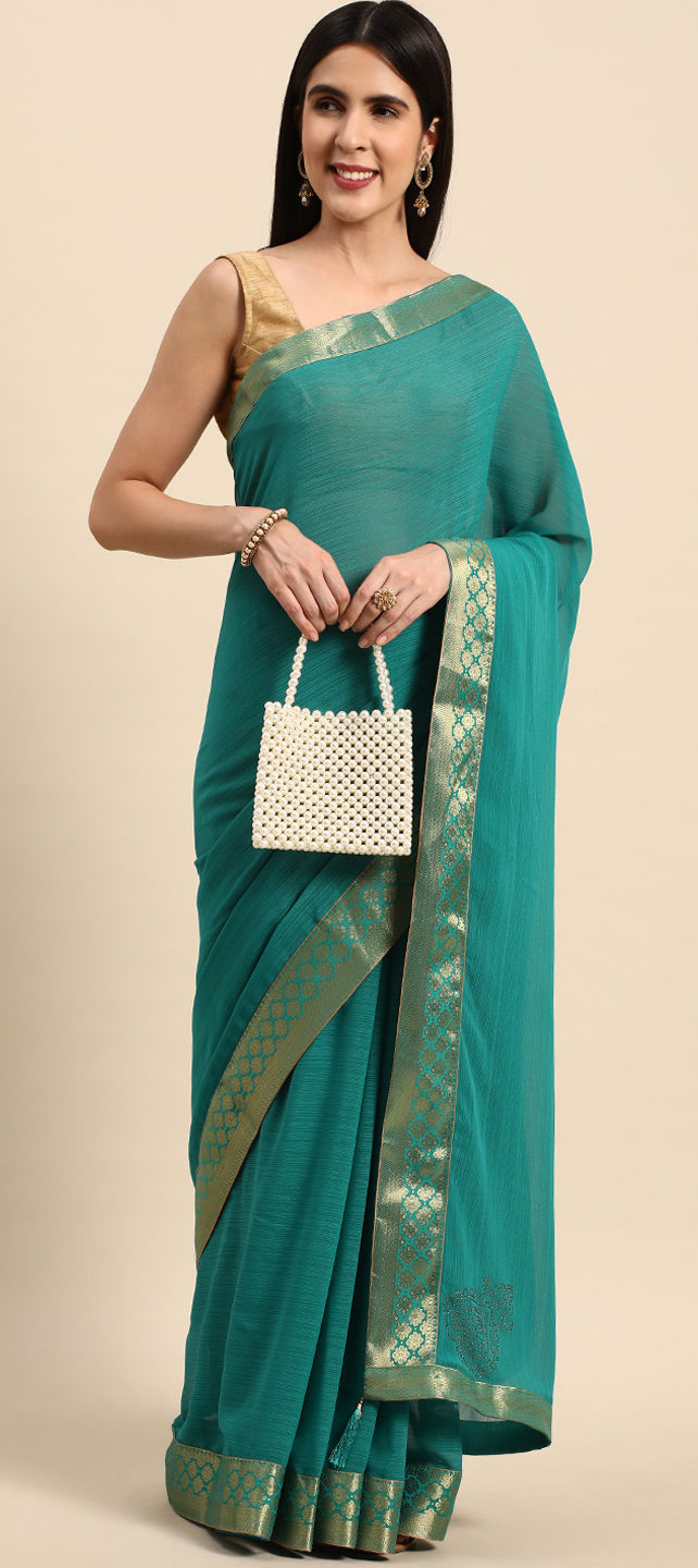 Mehandi Green Shaded Georgette Saree.