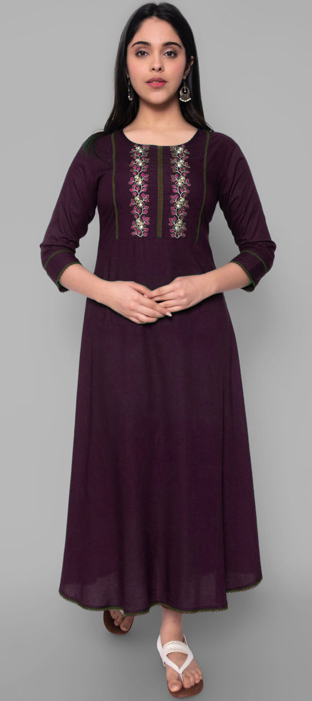 Casual, Party Wear Purple and Violet color Blended fabric Kurti