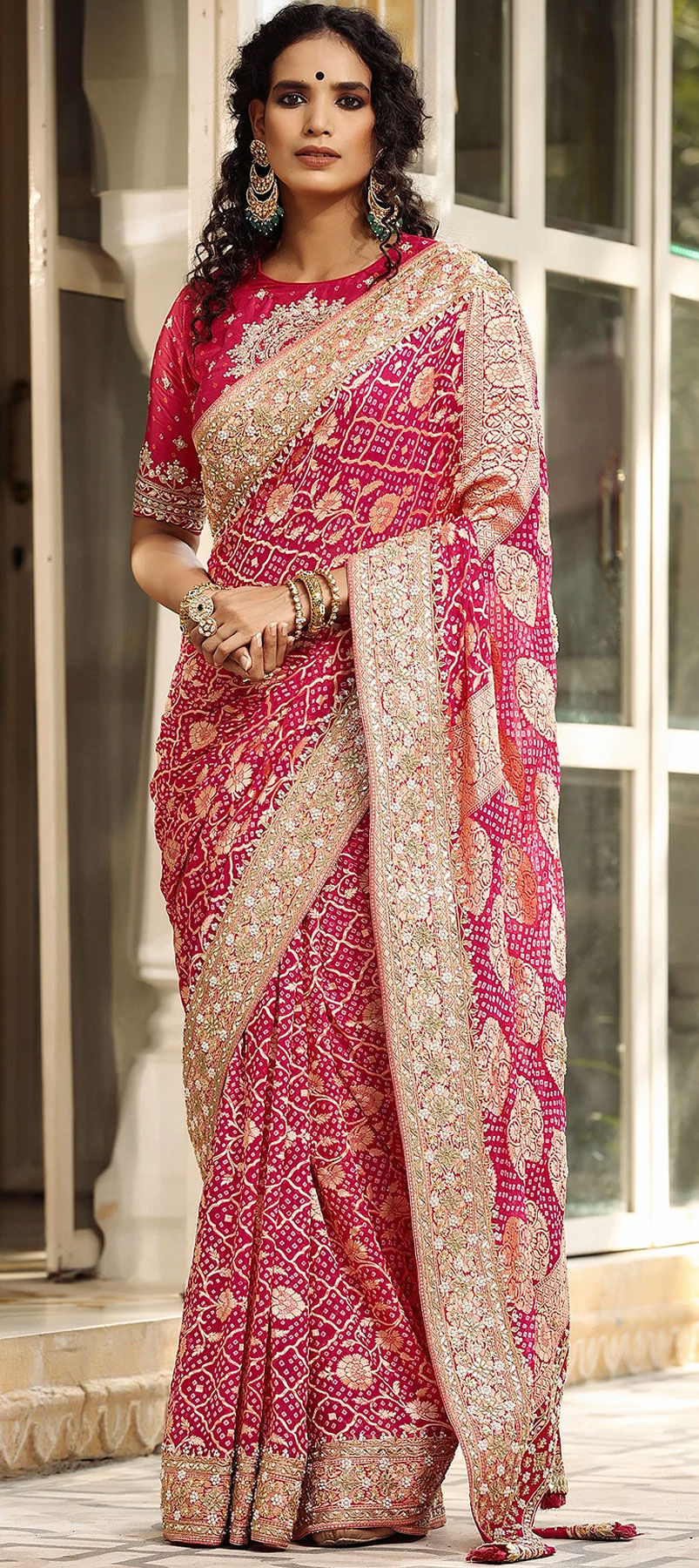 Buy Grey net heavy moti work wedding saree in UK, USA and Canada