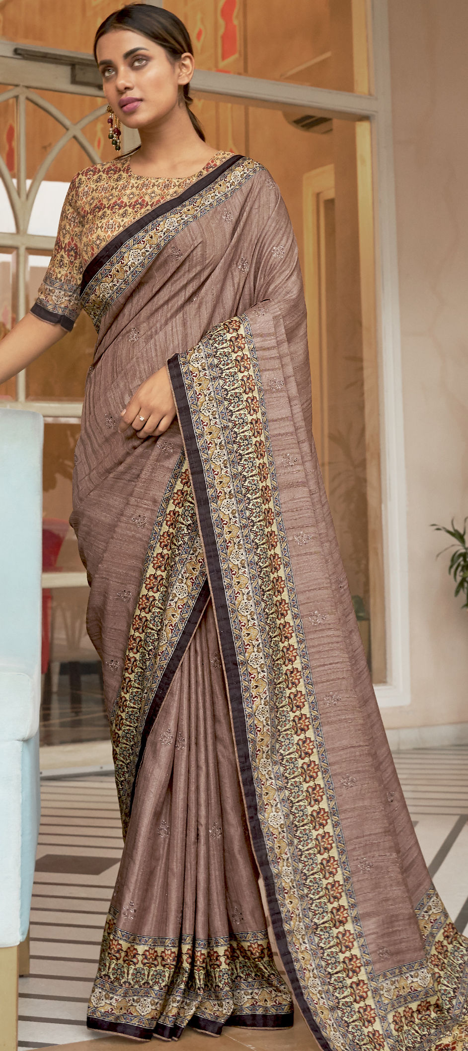 Shop Geroo Jaipur Brown Georgette Hand Embroidery Saree for Women Online  39603569