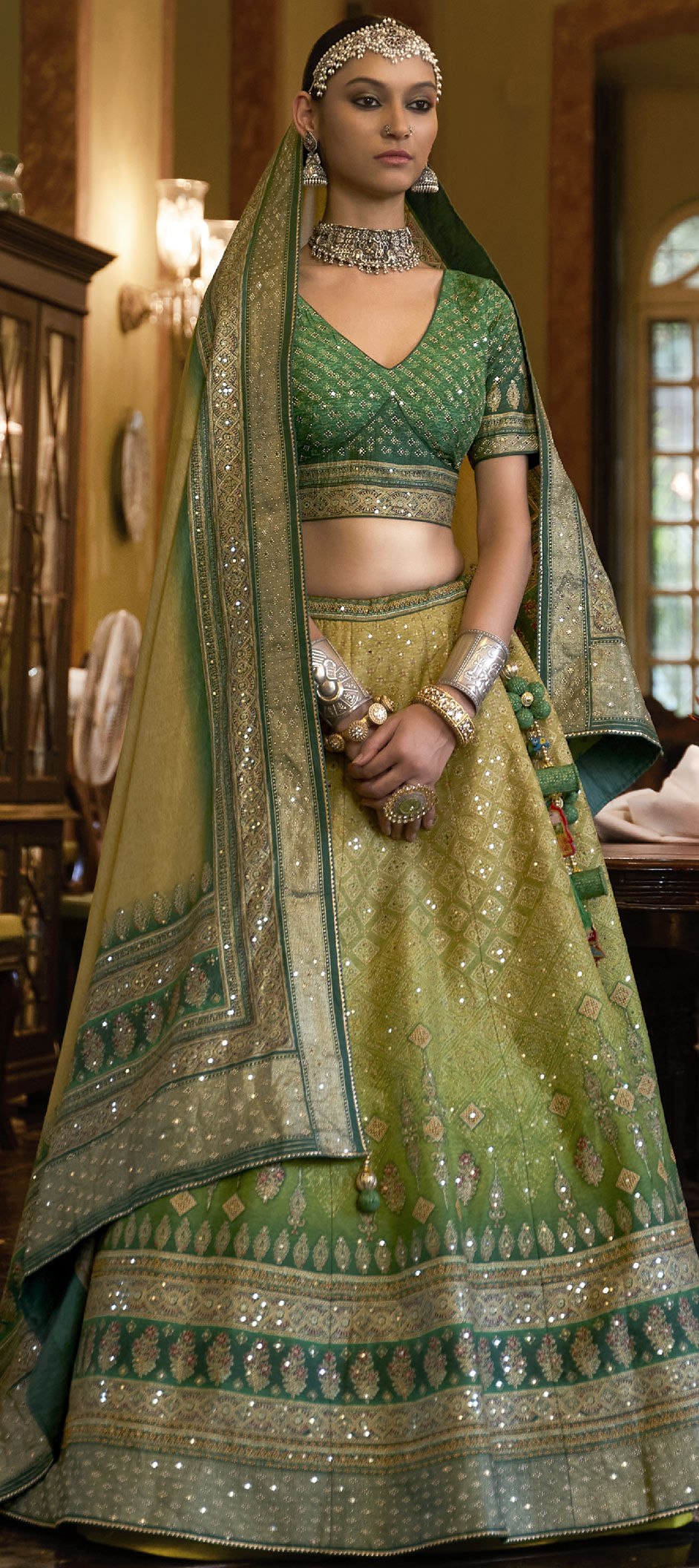 Bridal, Designer, Wedding Multicolor color Silk fabric Ready to Wear Lehenga  : 1887386