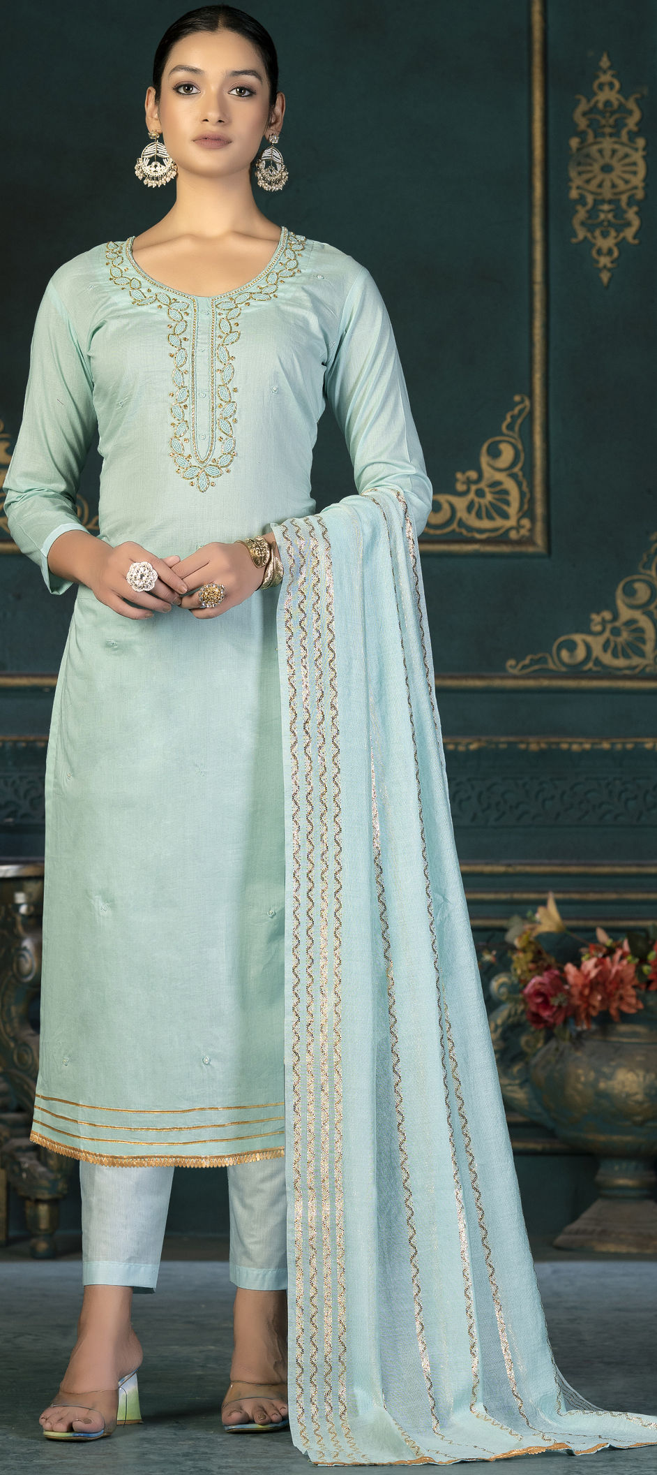 Light Blue Georgette Embroidered Salwar Kameez at best price in New Delhi