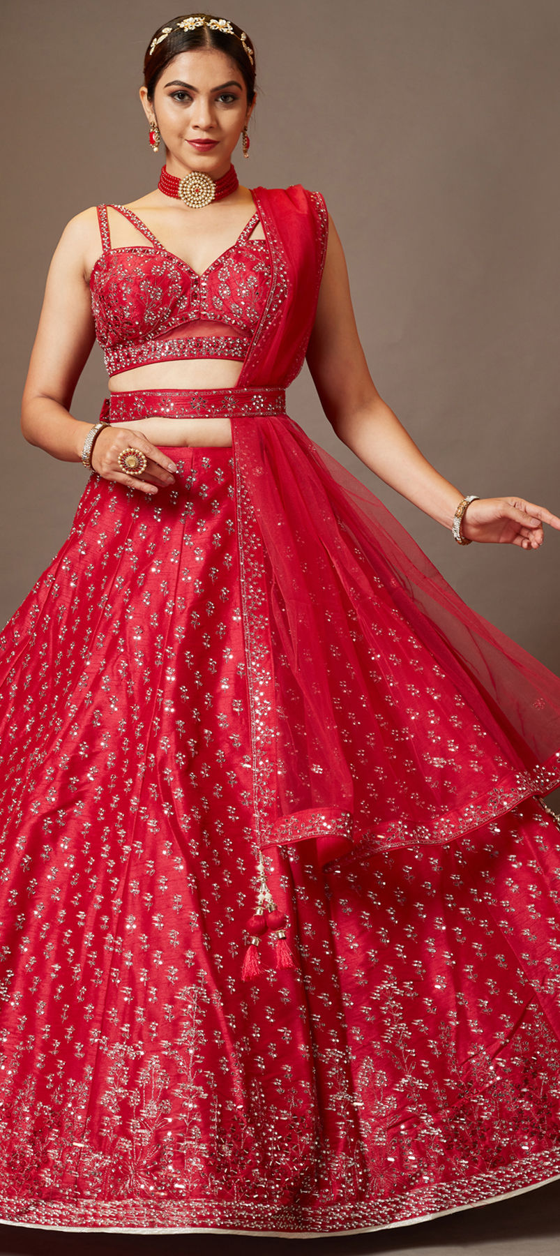red lehenga dress for wedding True Red Bridal Lehenga BL-125  Nazranaa