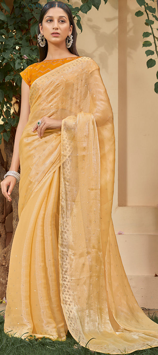 Yellow & Mouse Saree & Blouse Set – Agashe