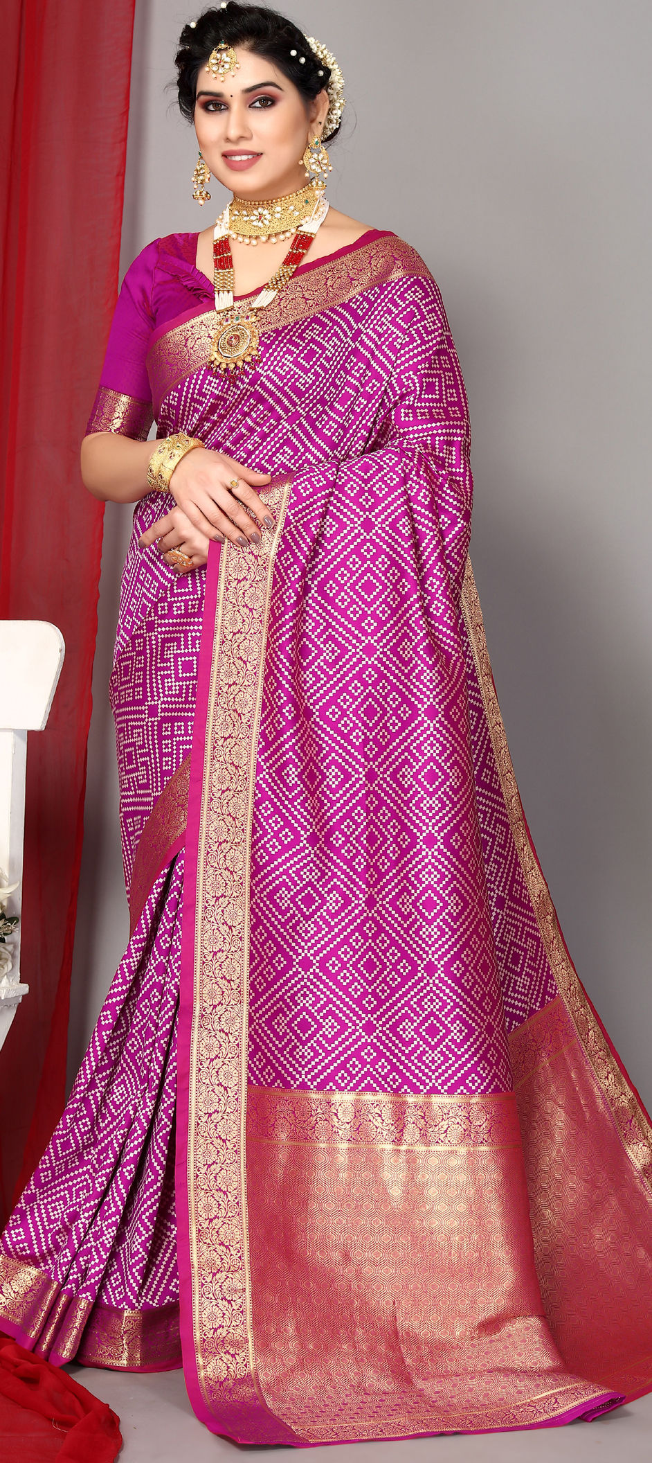 Festive, Party Wear, Traditional Pink and Majenta color Banarasi Silk, Silk  fabric Saree : 1888548