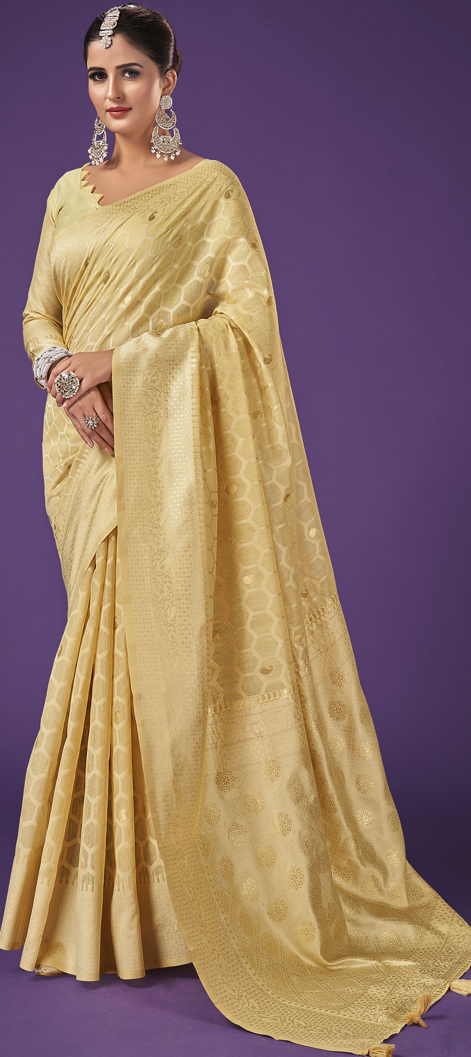 Light Gold Saree main image 1