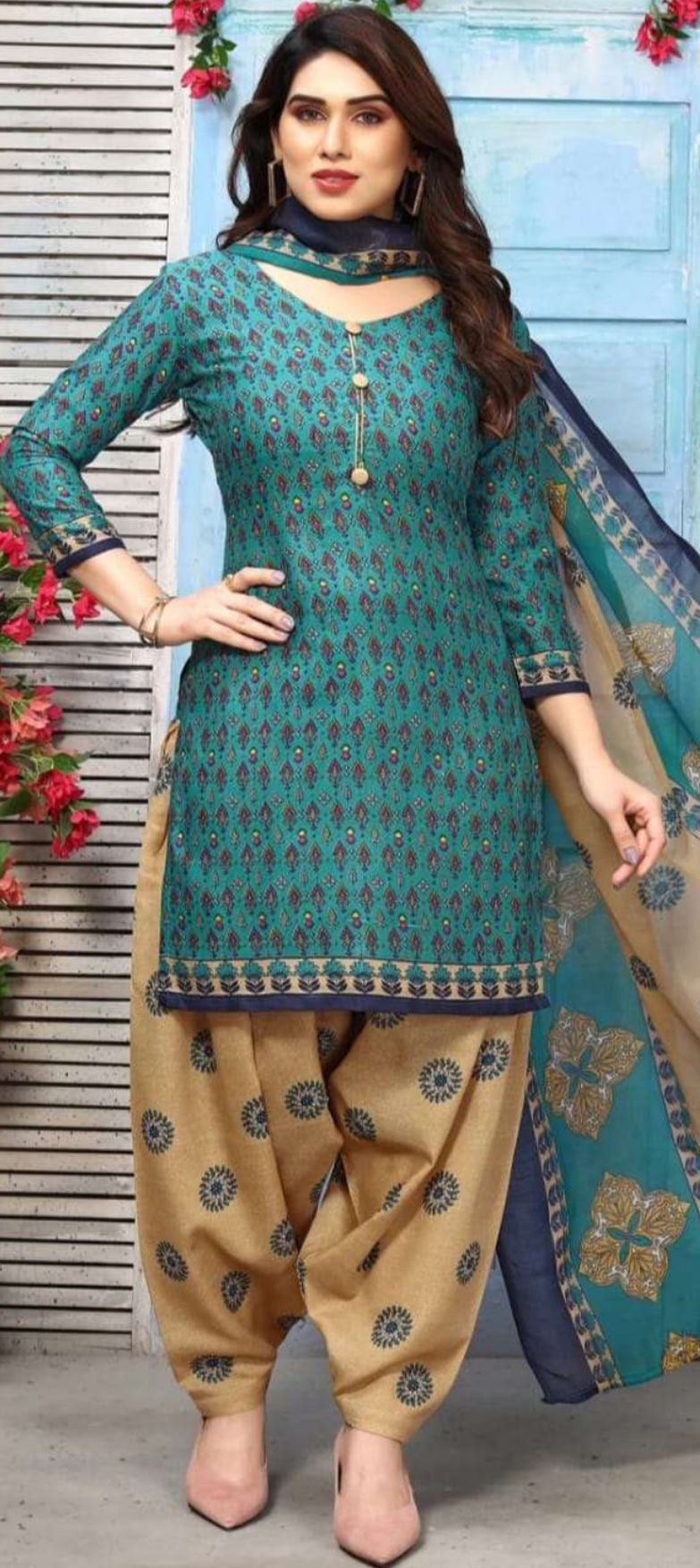 Party Wear Multicolor color Cotton fabric Salwar Kameez 1890533 - Main Image