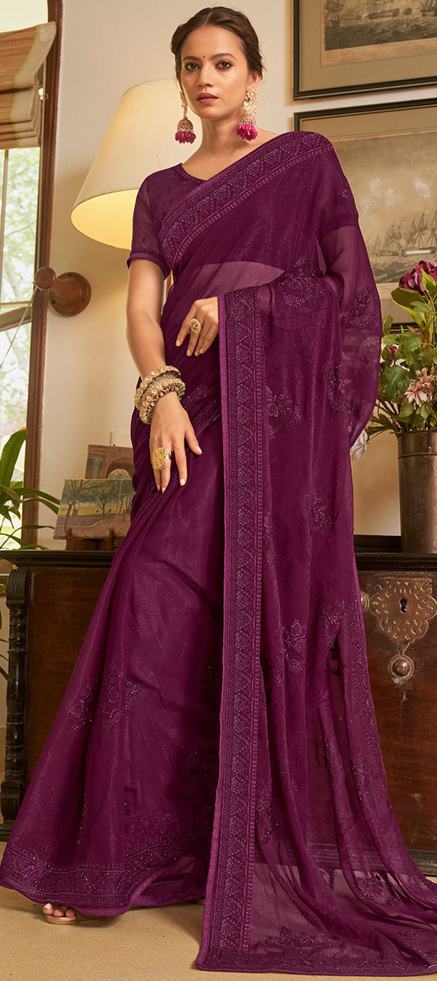 Buy Varkala Silk Palace Women's Kanchipuram Banarasi Lichi Silk saree With  Plain Unstitched Blouse Piece (Dark Purple colour) at Amazon.in