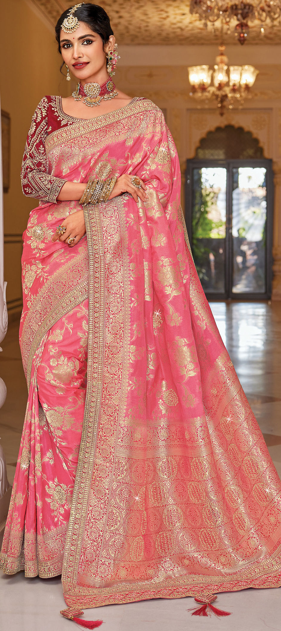 Buy Light pink Indian Wedding Silk saree in UK, USA and Canada | Designer silk  sarees, Saree blouse designs latest, Saree trends