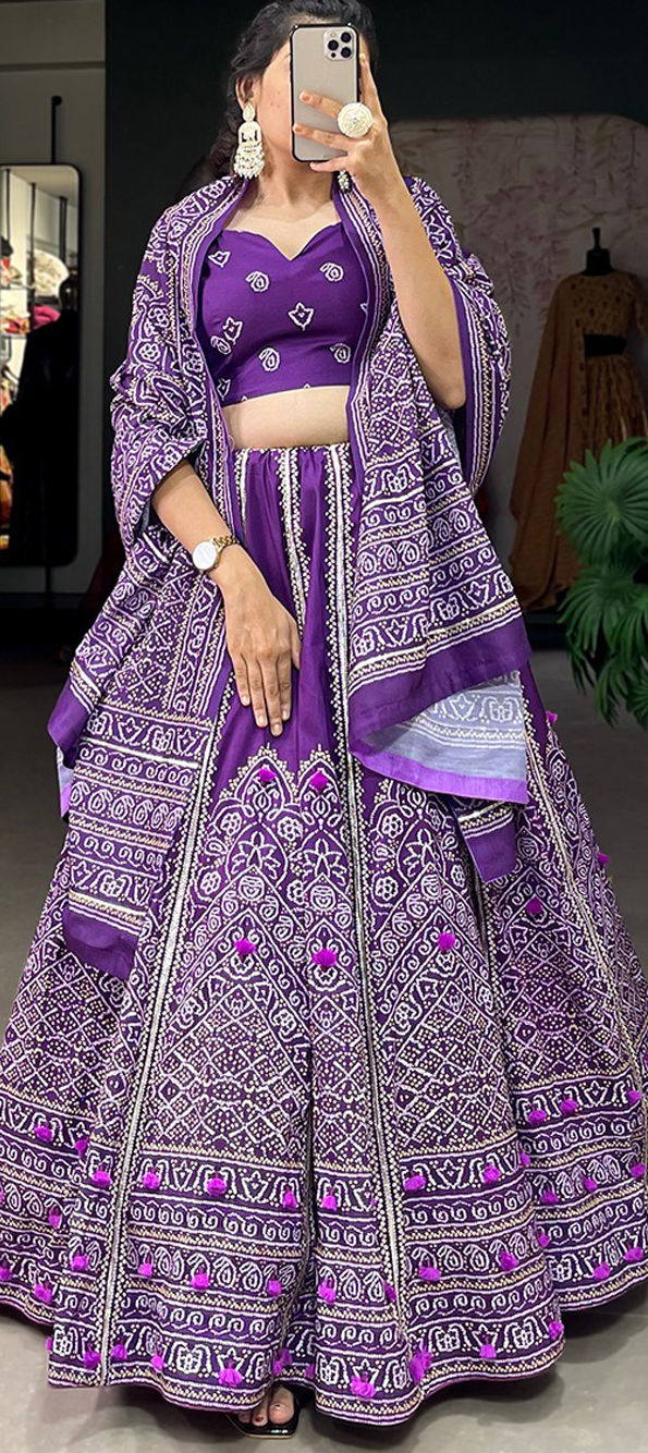Buy Purple Sibburi Print Velvet Designer Lehenga Choli With Dupatta At Designer  Lehenga Choli