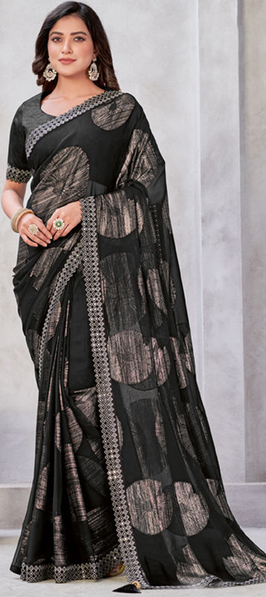 Iron Grey Premium Designer Net Saree – TrendOye