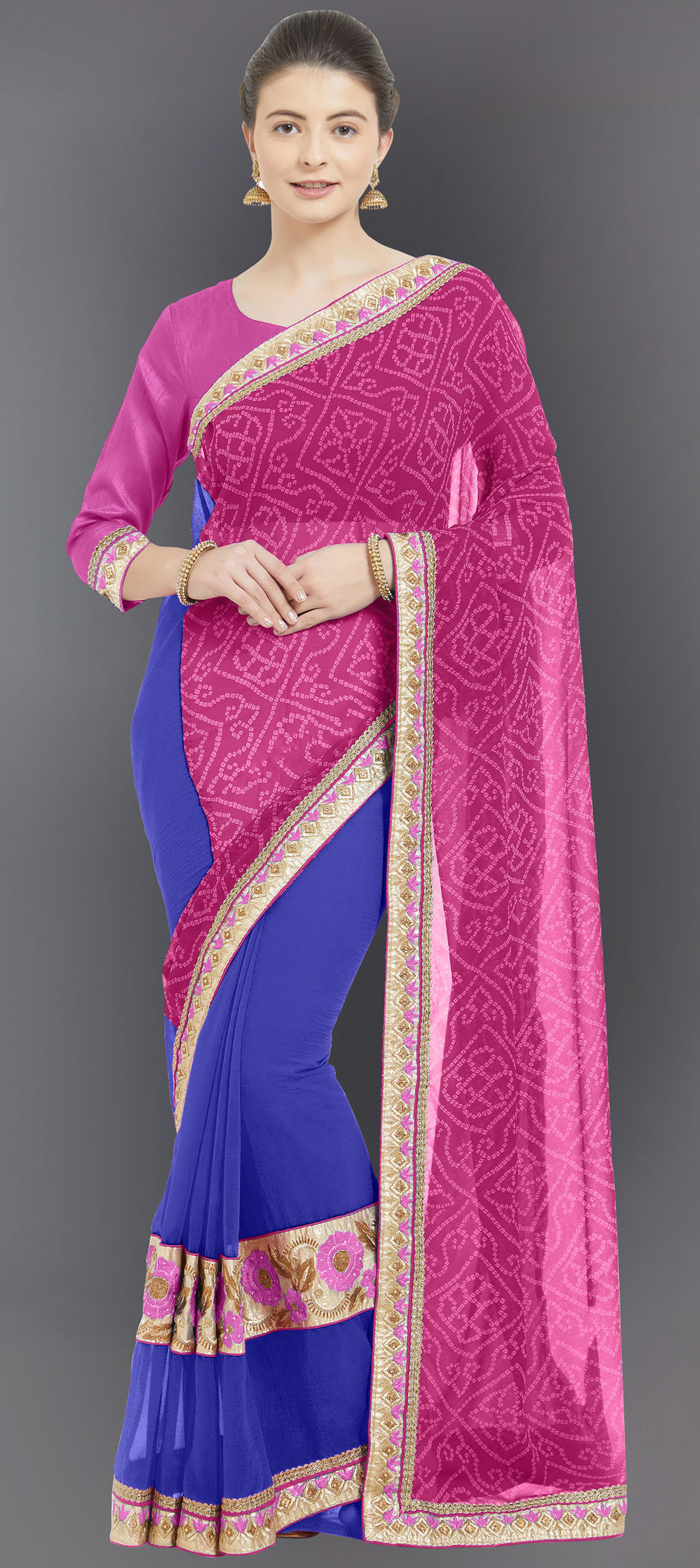 Pink woven kanchipuram silk saree with blouse - ANAITA - 3994181