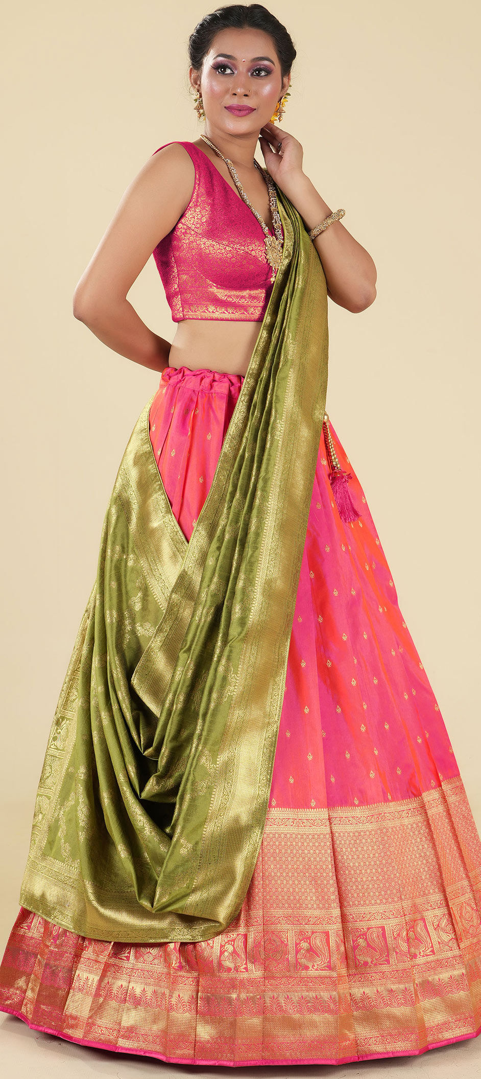 Indian Sabyasaachi Bridal Pink and Green Lehenga Choli for Women,  Embroidedy Work Blouse, Wedding, Wallima Lengha, - Etsy Hong Kong