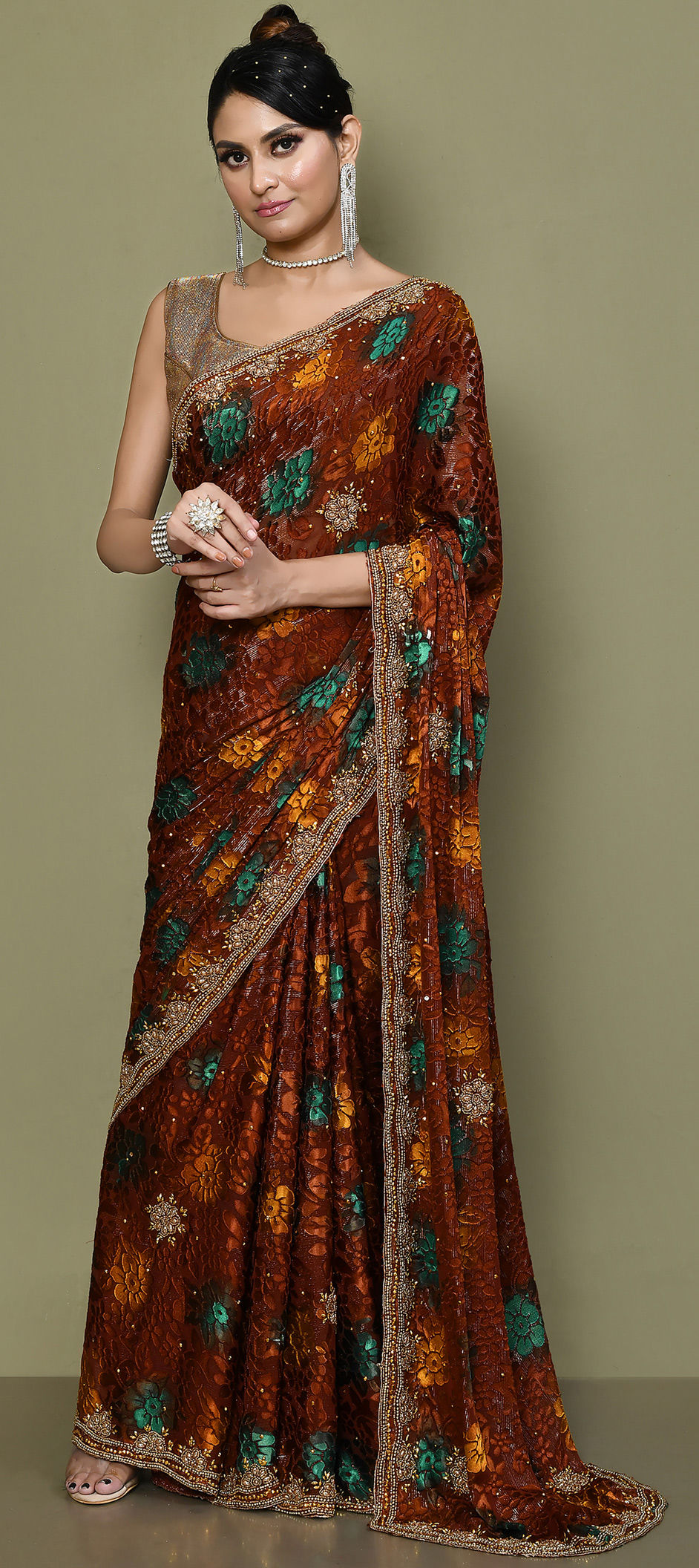 Designer Orange Foil Patola Printed Smooth Silk Saree – tapee.in