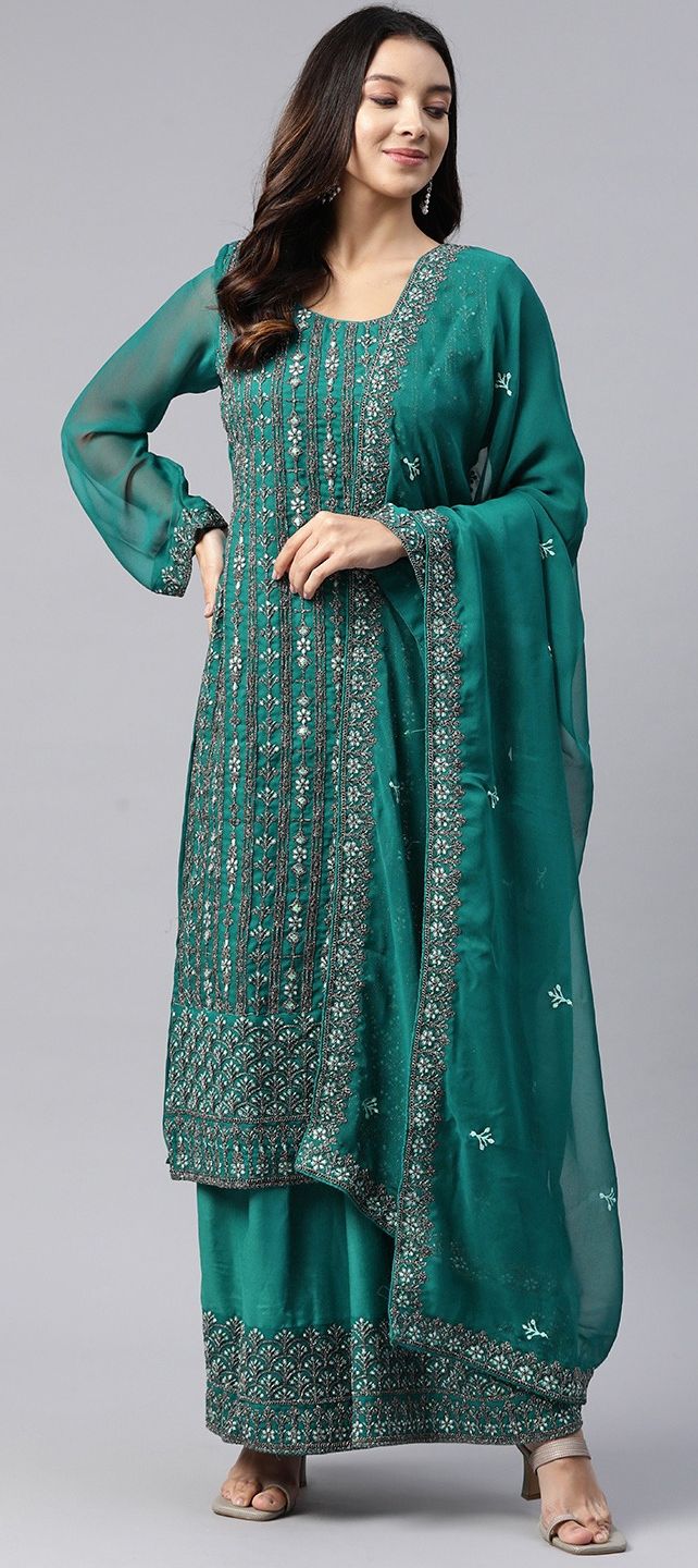 Party Wear, Reception Blue color Art Silk fabric Salwar Kameez : 1897214
