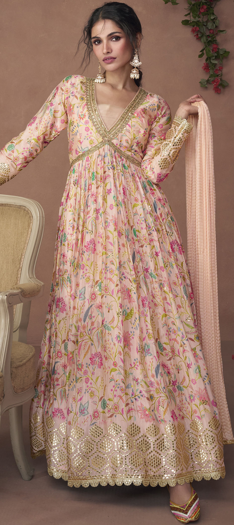 bollywood maxi dress Blue Maxi Dress- Pakistani Wedding Formal, Chiffon, Hand-Embroidered Maxi Dress-Indian, Pakistani, Bollywood Gown