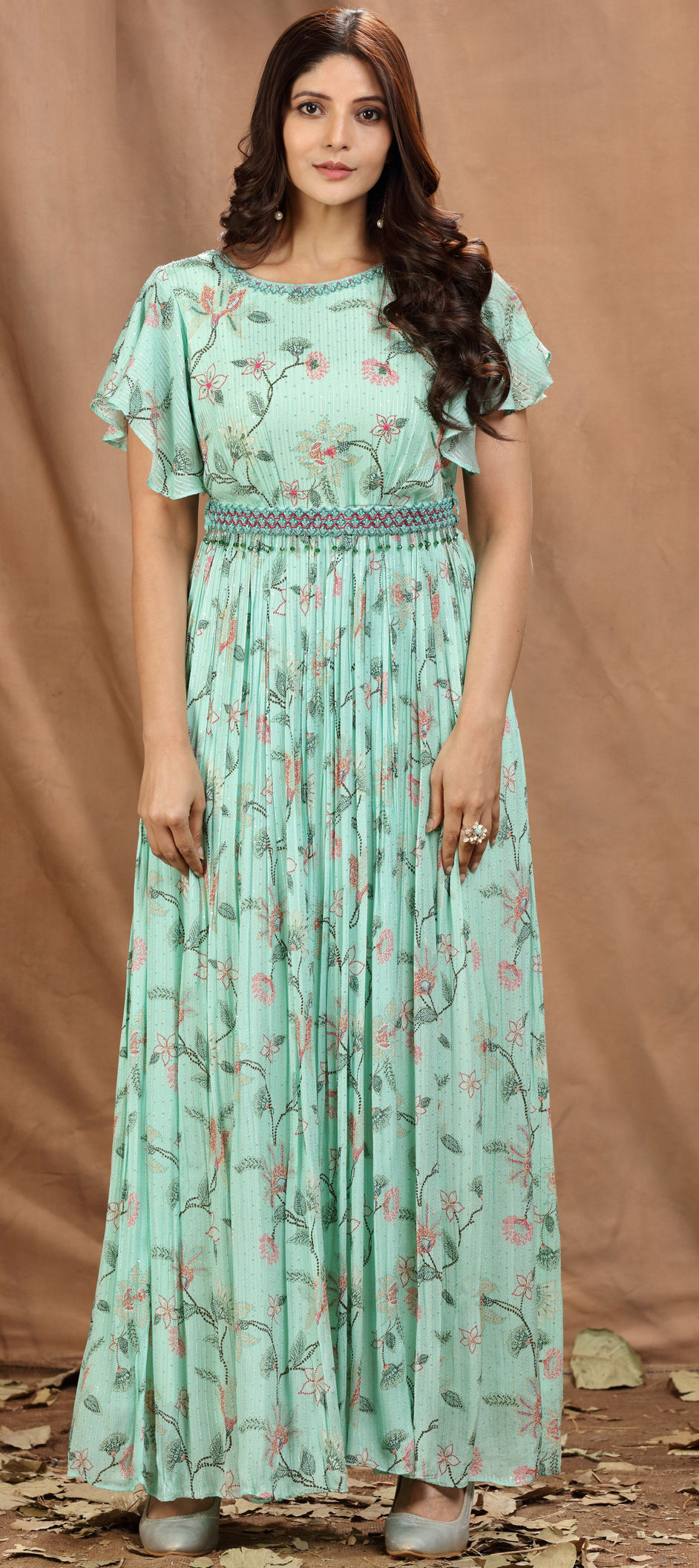 art silk dress Engagement, Festive, Reception Green color Art Silk fabric Gown : 1898877