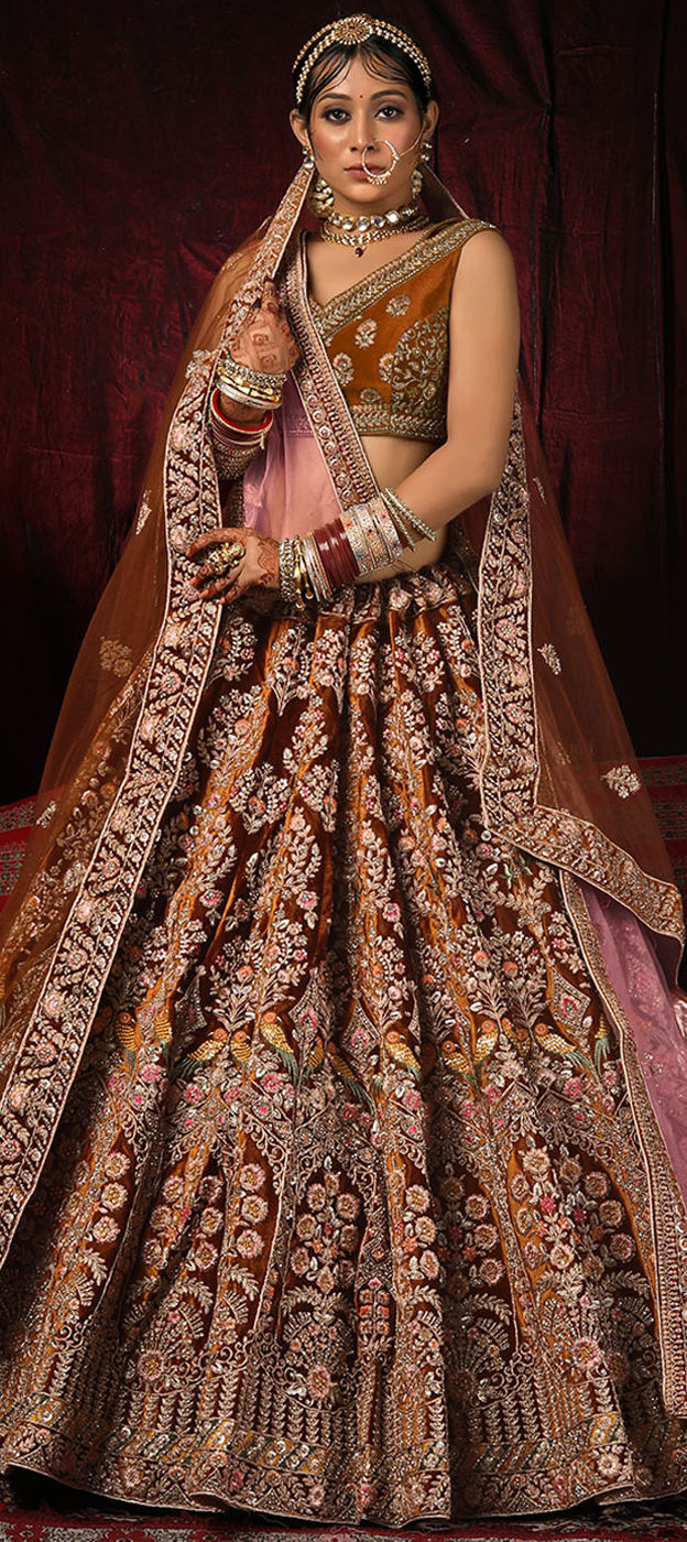 MULTI COLOUR BRIDAL LEHENGA WITH GORGETTE BLOUSE - Bawree Fashions