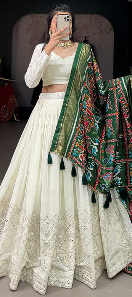 White Net Reception Lehenga Choli