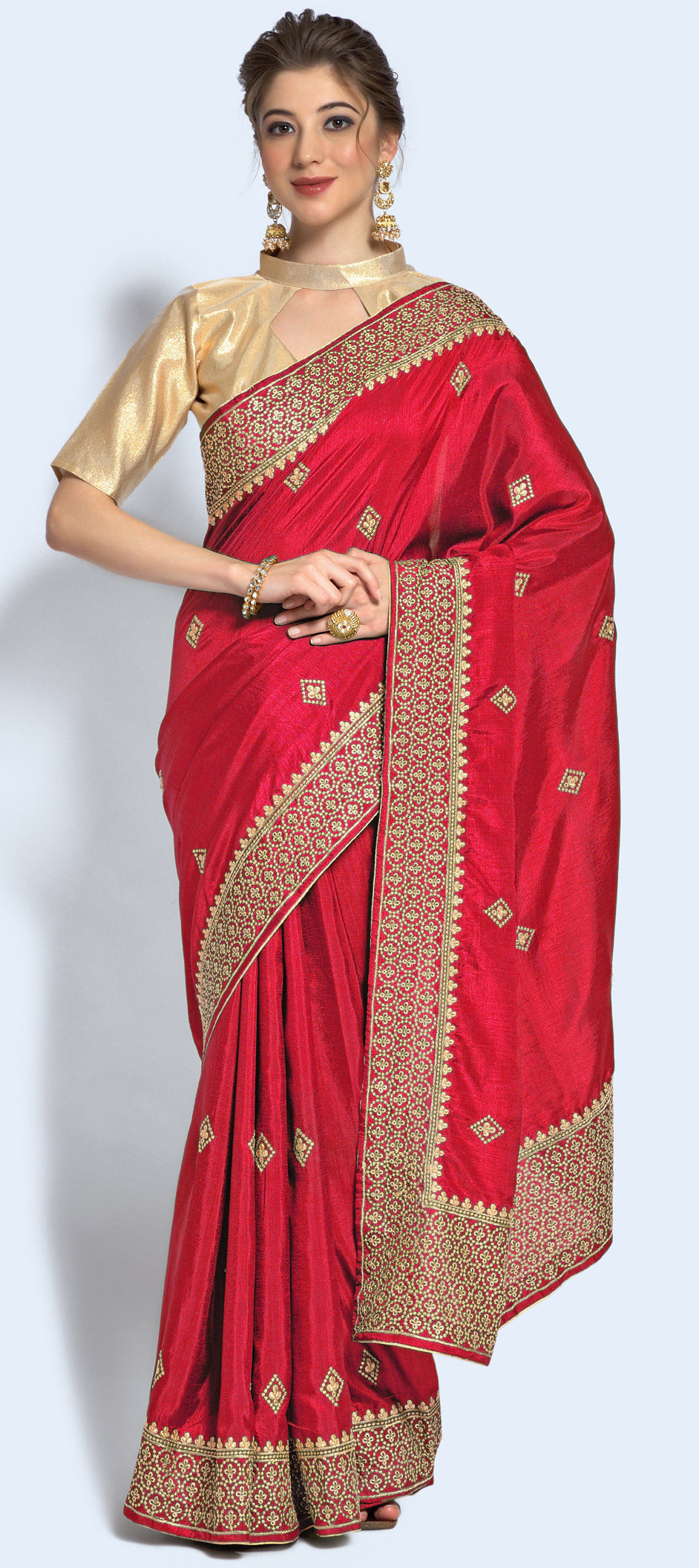 Maroon Color Traditional South Silk Saree - Rent main image 1