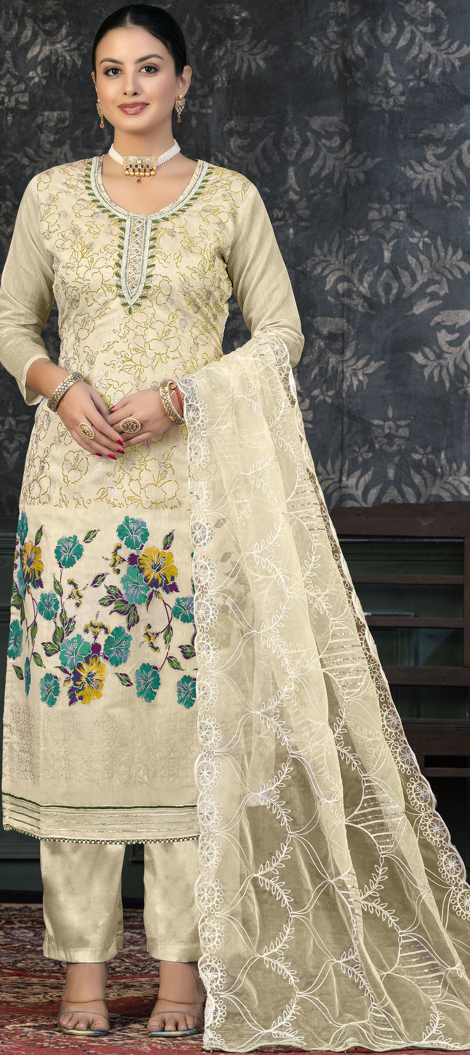 Trendy Chocklate Brown Handloom Silk Designer Party Wear Readymade Salwar Suit With Beige Khadi Silk