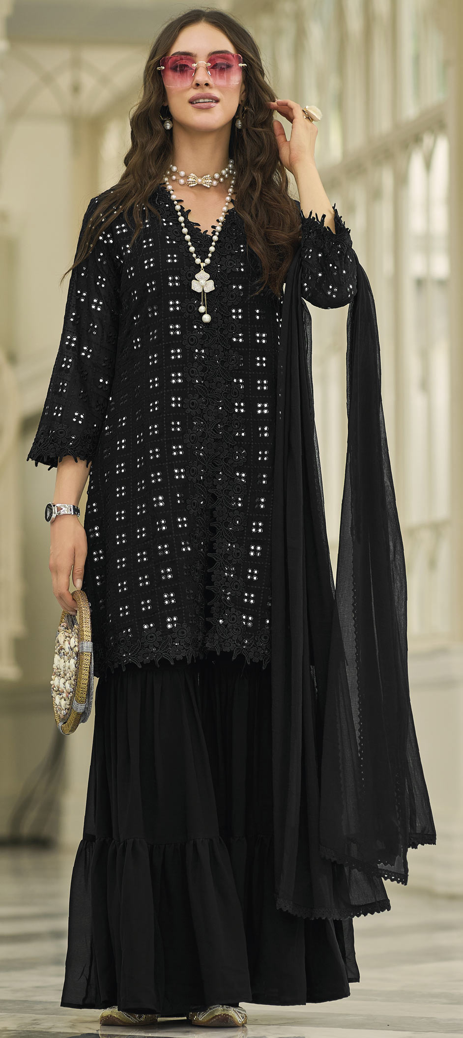 Modern Grey Georgette Trendy Party Wear Readymade Salwar Suit With Grey Georgette