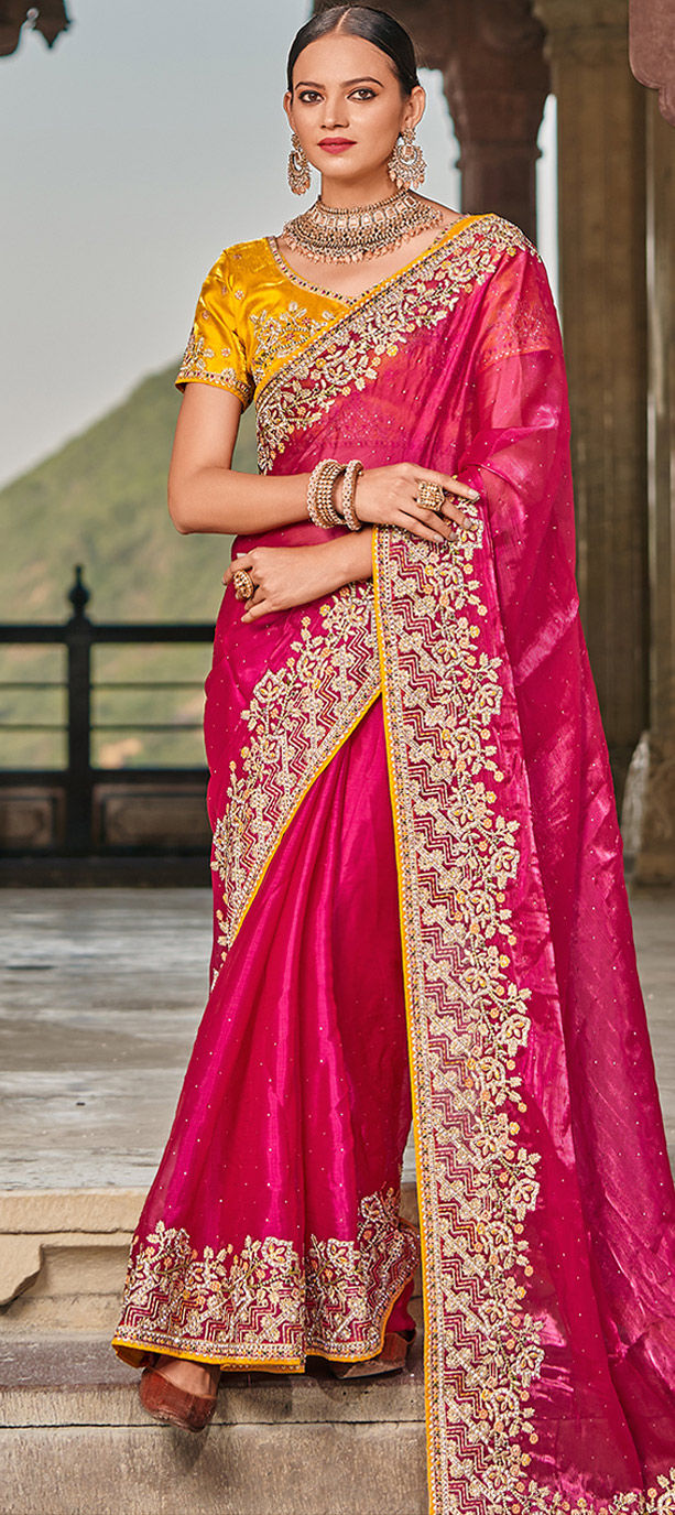 Pink Sarees - Buy Designer Pink Saree for Women Online in India - Indya Luxe