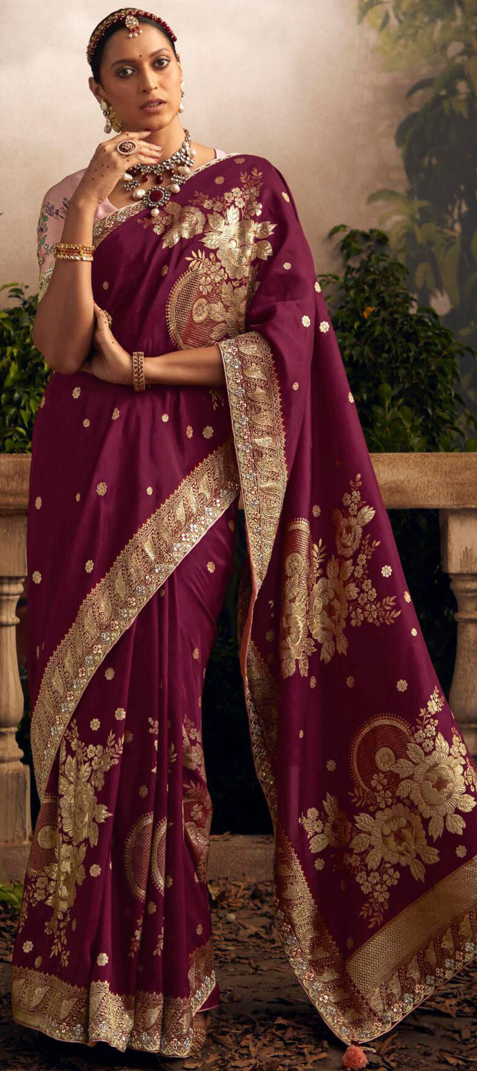 Buy Lilac Violet Kanjivaram Silk saree online-Karagiri