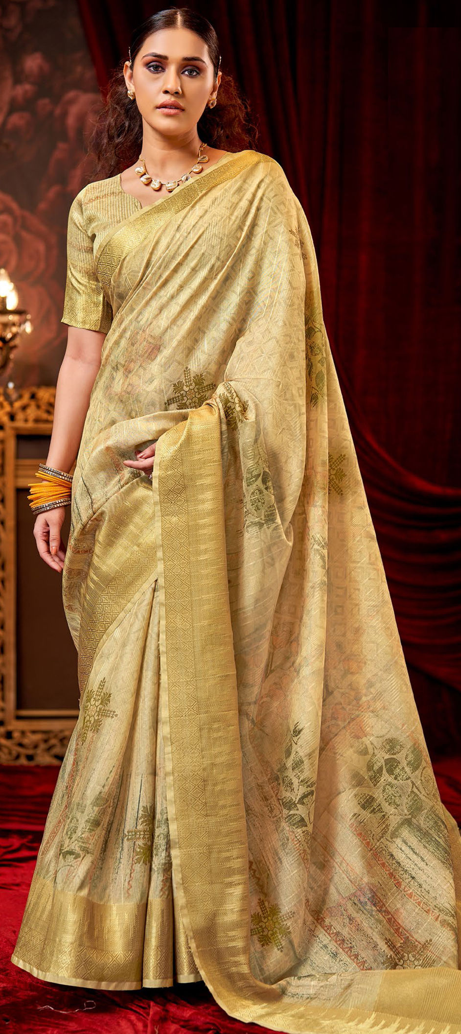Gold Silk Traditional Saree main image 1