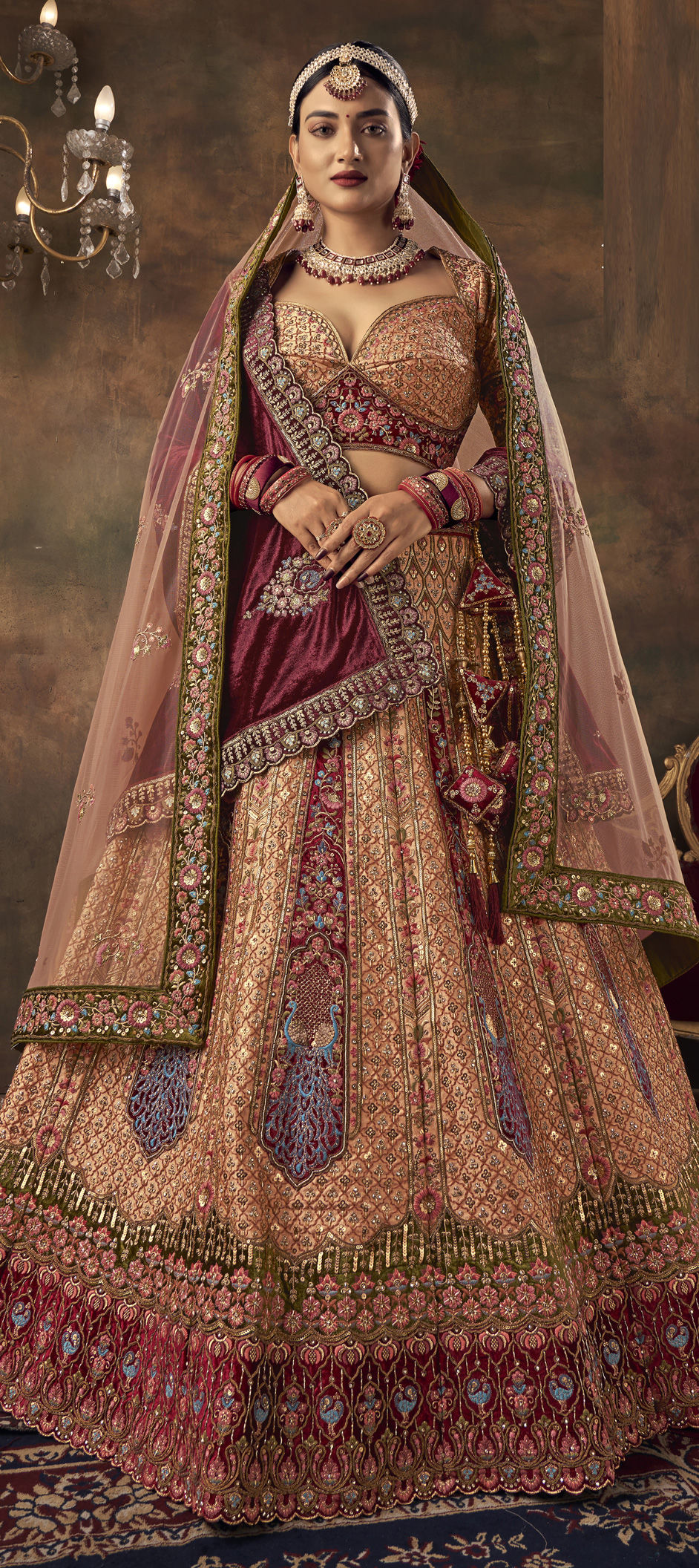 Bridal Double Dupatta Lehenga In Wine Hand Gold Work SINS1343 – Siya  Fashions