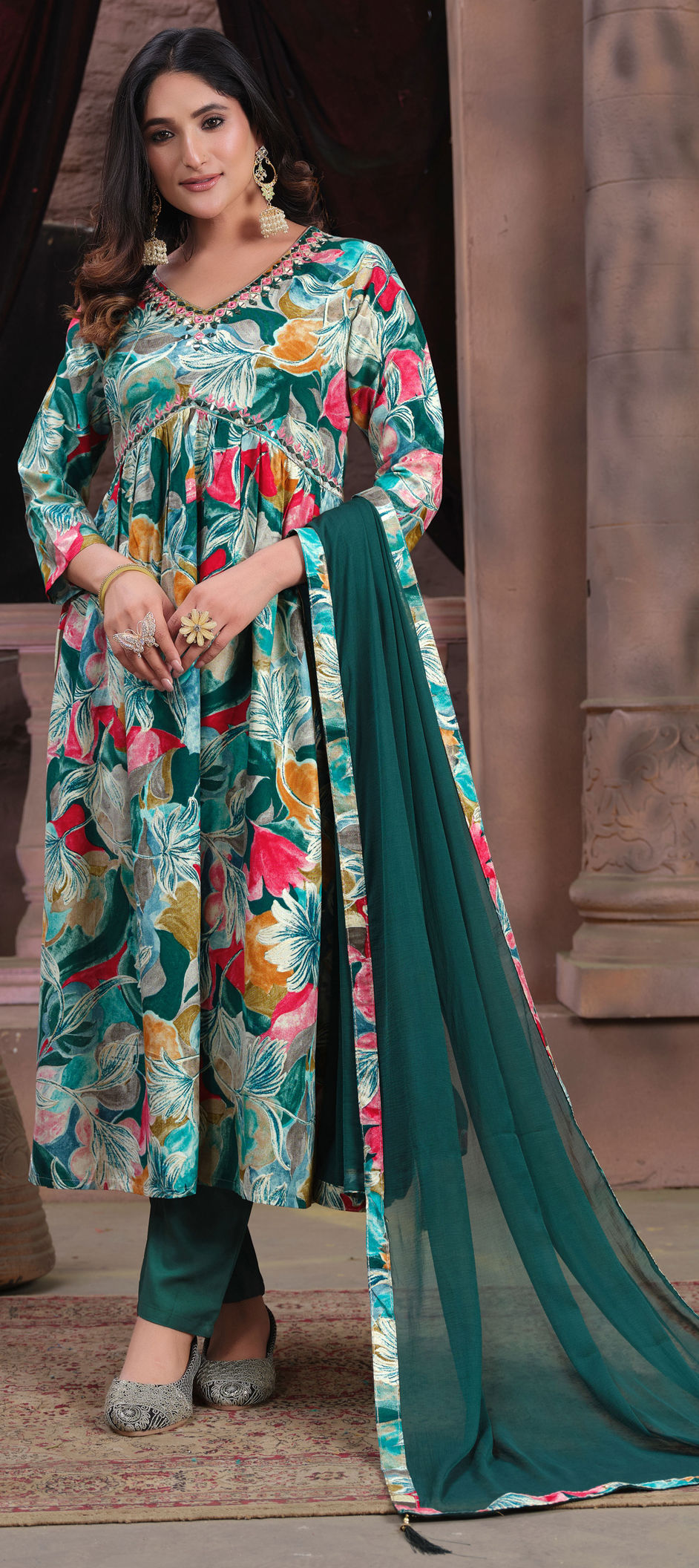 Festive, Party Wear Green color Rayon fabric Salwar Kameez 1920202