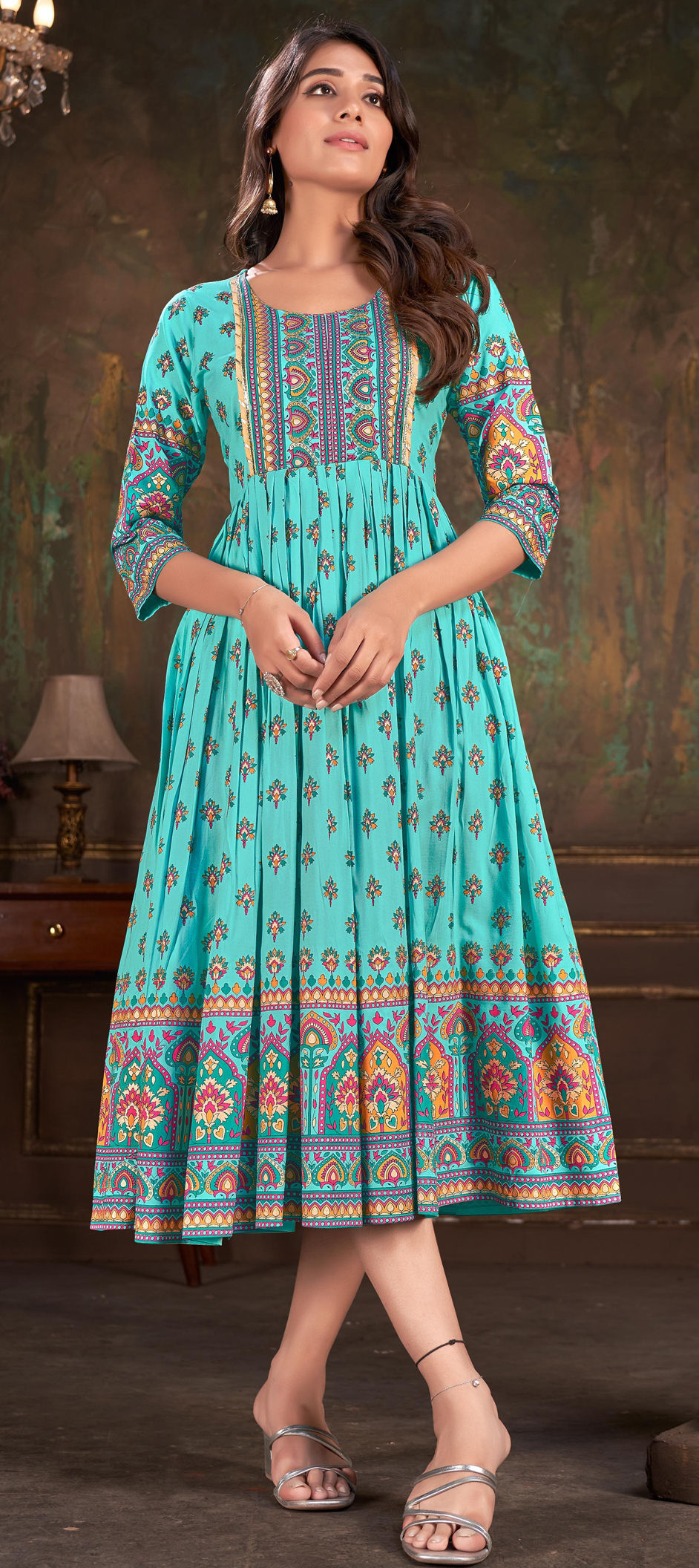Casual, Party Wear Blue color Cotton fabric Kurti 1920539