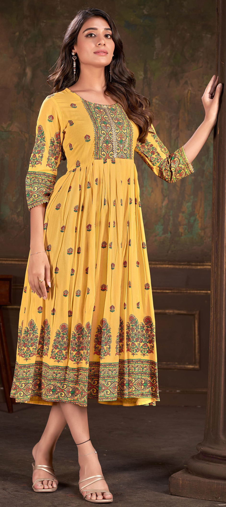 Casual, Party Wear Yellow color Cotton fabric Kurti : 1920541