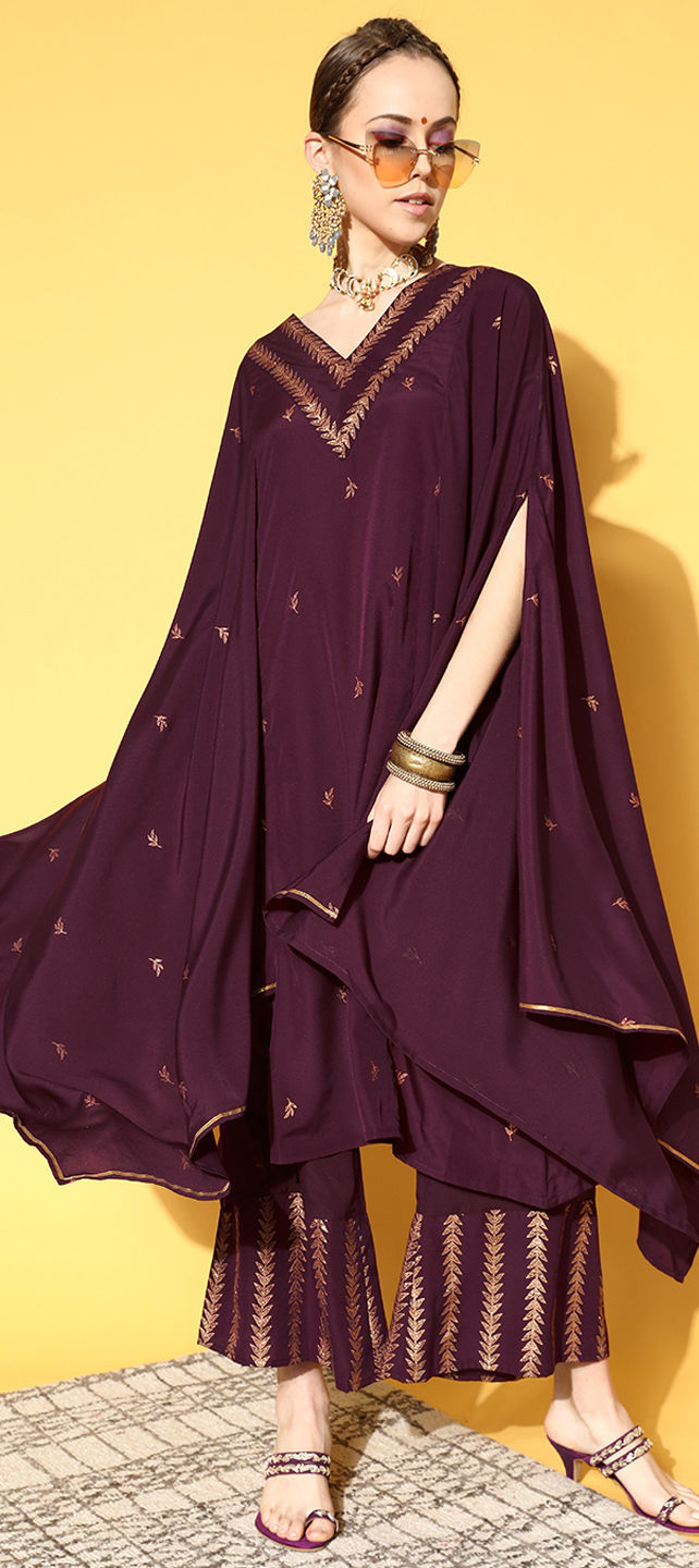 AN06 - Premium Silk 3Pcs Purple Party wear Salwar Set