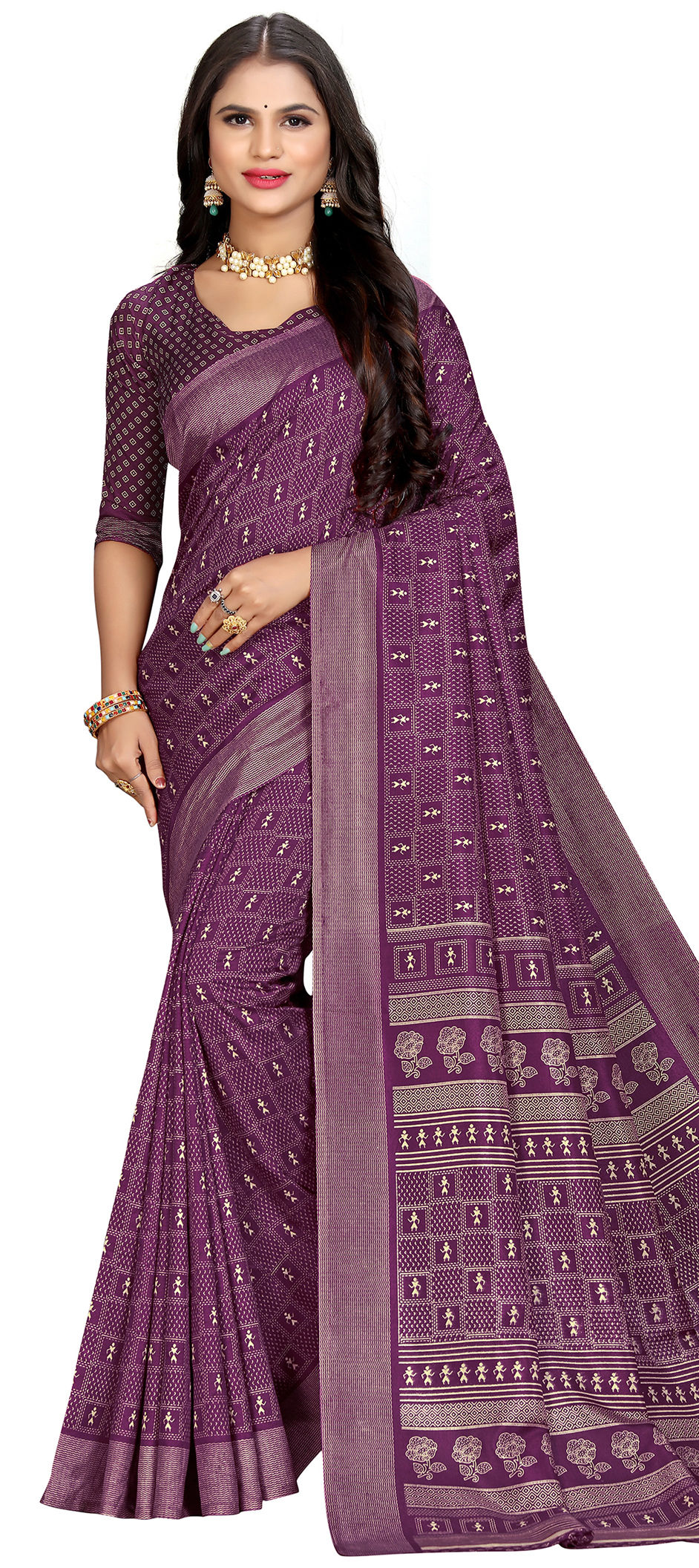 Festive, Traditional Purple and Violet color Handloom fabric Saree ...