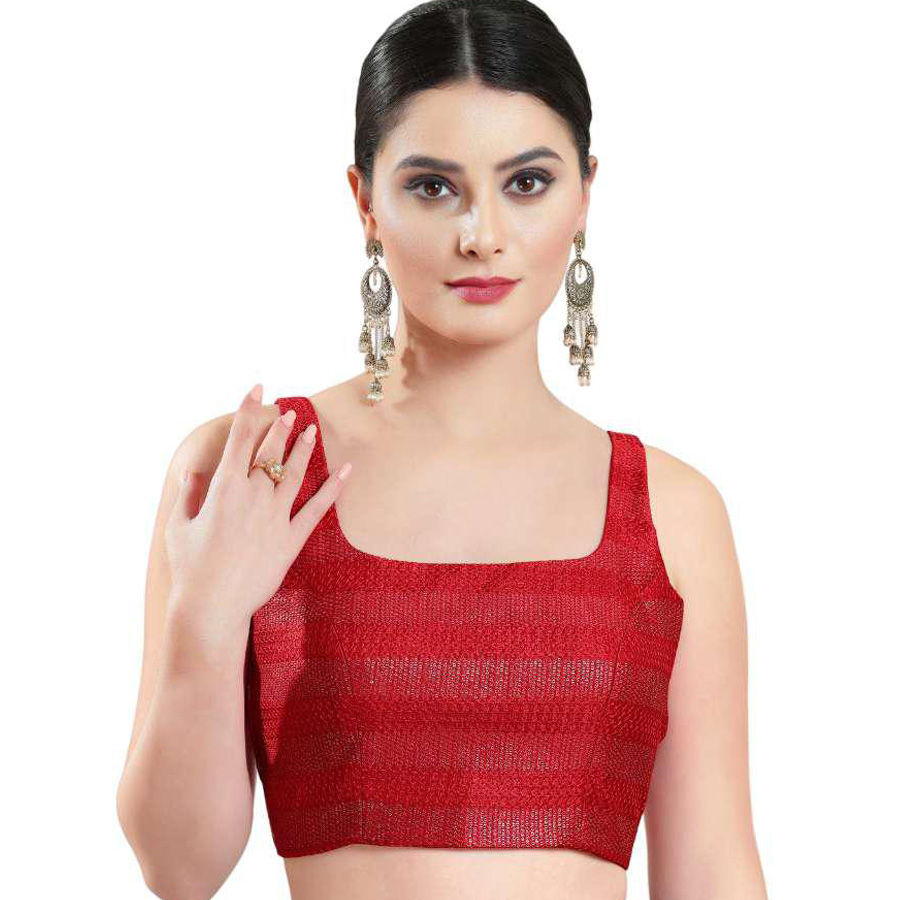 Party Wear Deep Cut Blouse Red