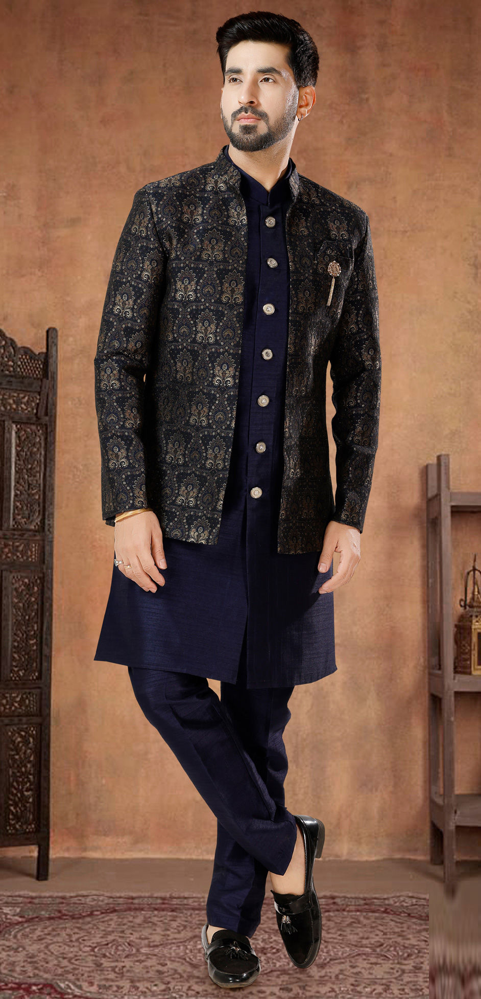 Kurta Pyjama Wedding Party Wear Mens Indian Fashions Long Sleeve Shirt