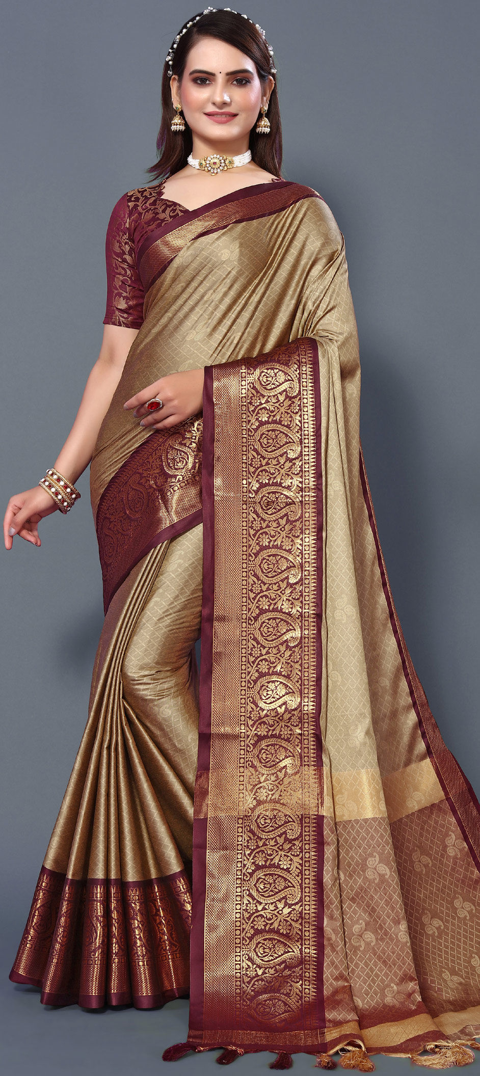 Gold Silk Traditional Saree main image 0