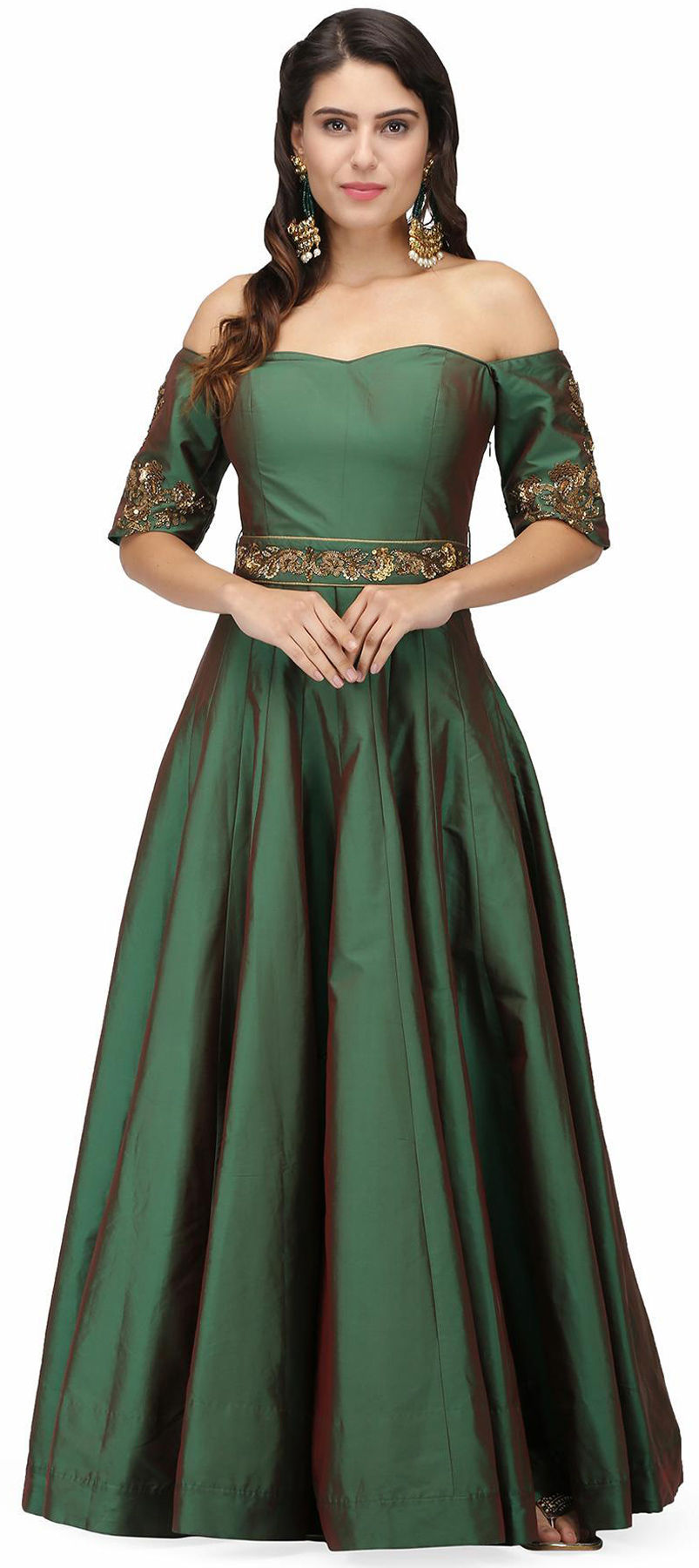 Pristine Teal Blue Art Silk Festive Gown