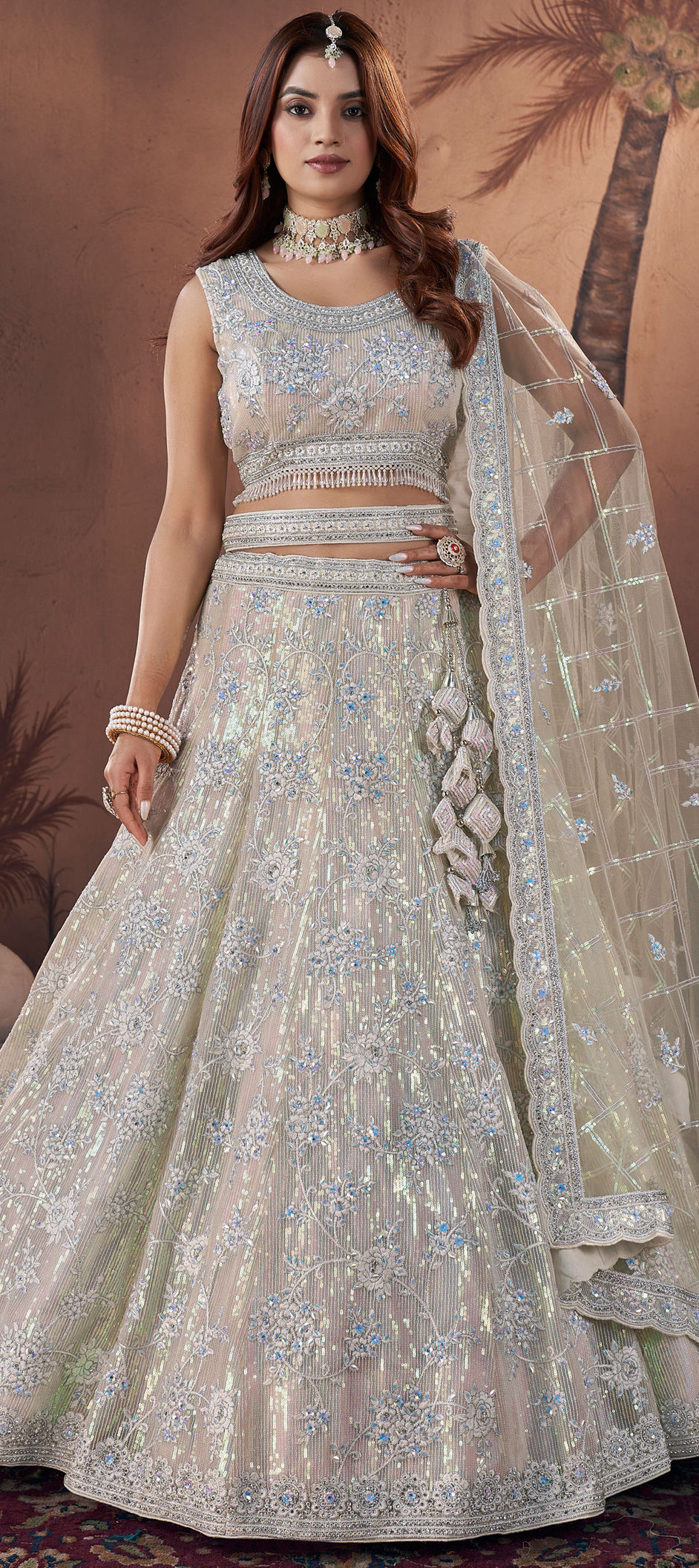 bridal lehenga in white colour