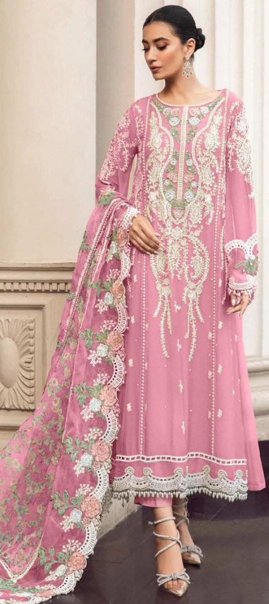 Pink Faux Georgette Kameez Salwar