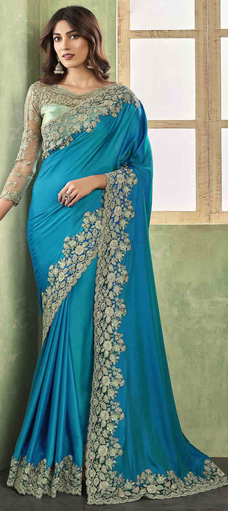 Blue Silk Wedding Saree