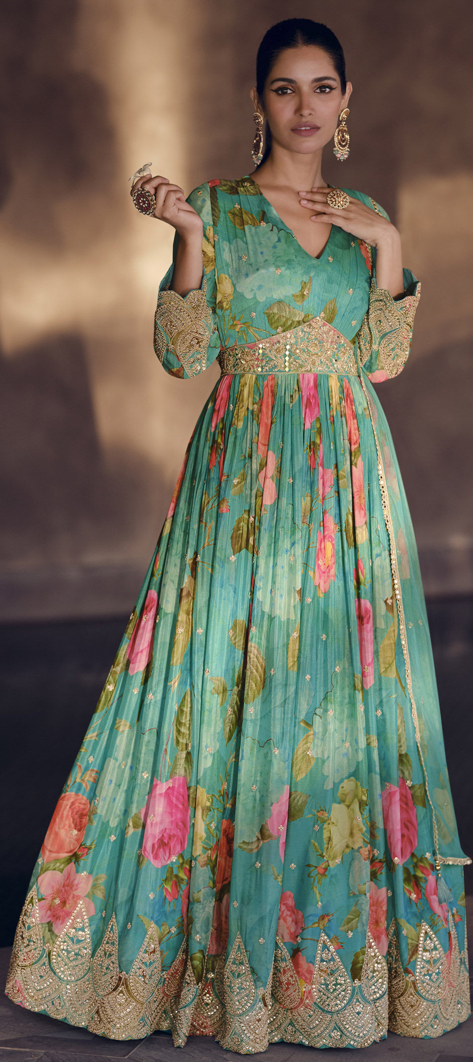 Engagement, Reception, Wedding Blue color Georgette fabric Gown : 1942271 Engagement, Reception, Wedding Blue color Georgette fabric Gown : 1942271