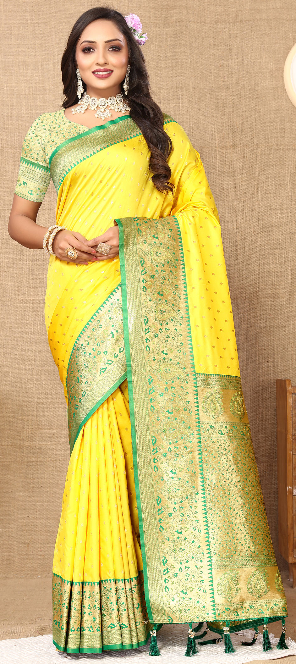 Yellow Silk Traditional Saree