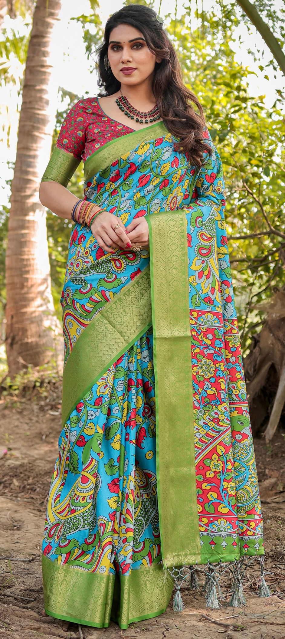 Cobalt Blue Coloured Art Silk Printed  Saree