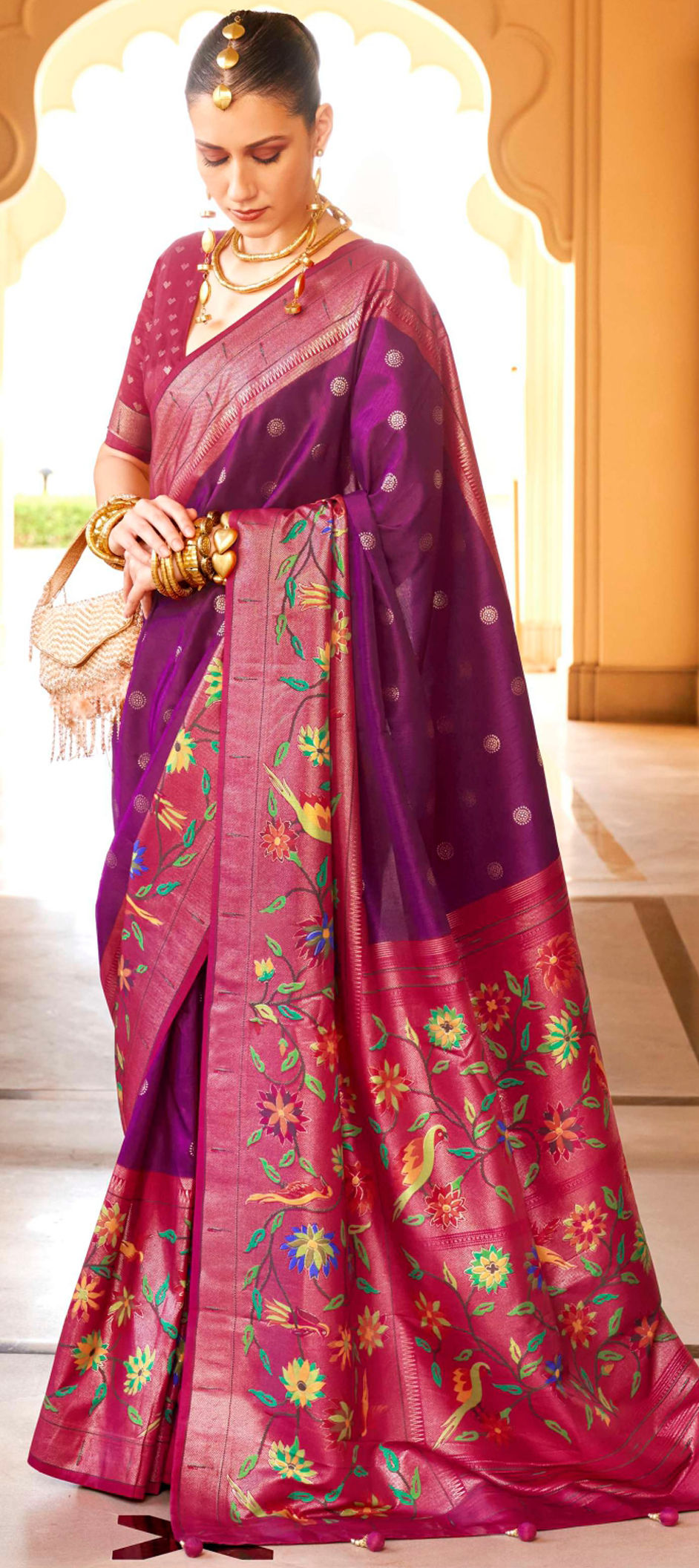 Purple Silk festive wear Saree