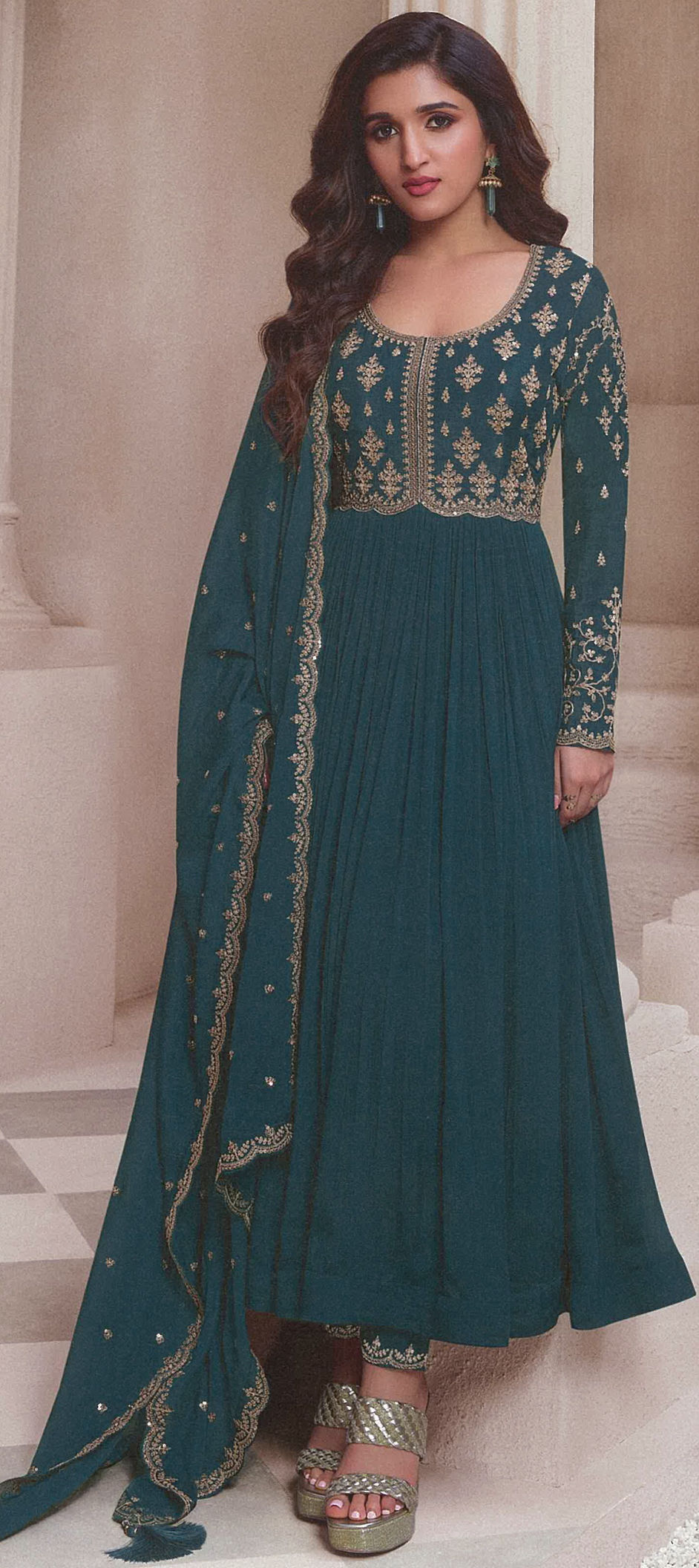 Exclusive Blue Maheshwari Silk Salwar Kameez Dress Material MB09 main image 0