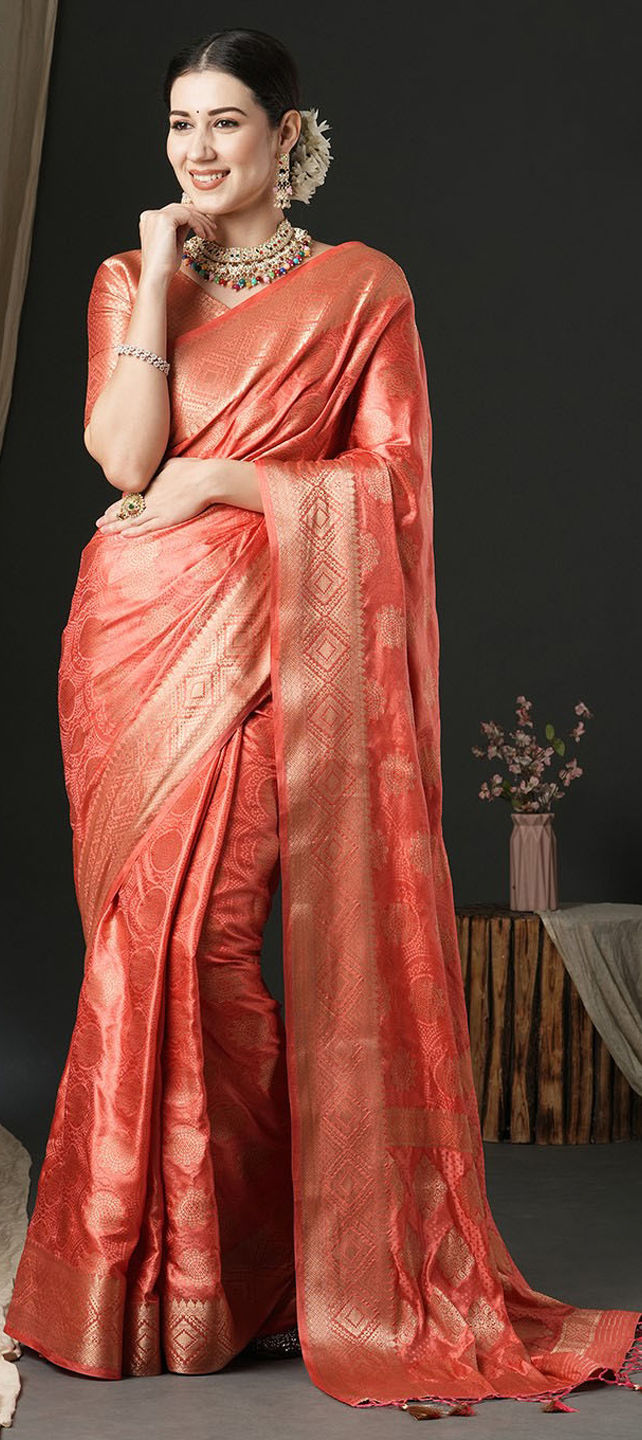 Maroon Color Satin Silk Readymade/Easy Saree