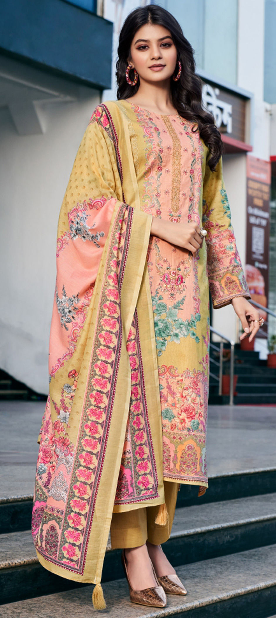 pink and yellow pakistani dresses YELLOW AND SHOCKING PINK COLOR BRIDAL DRESS G12302 Exclusive Online Boutique